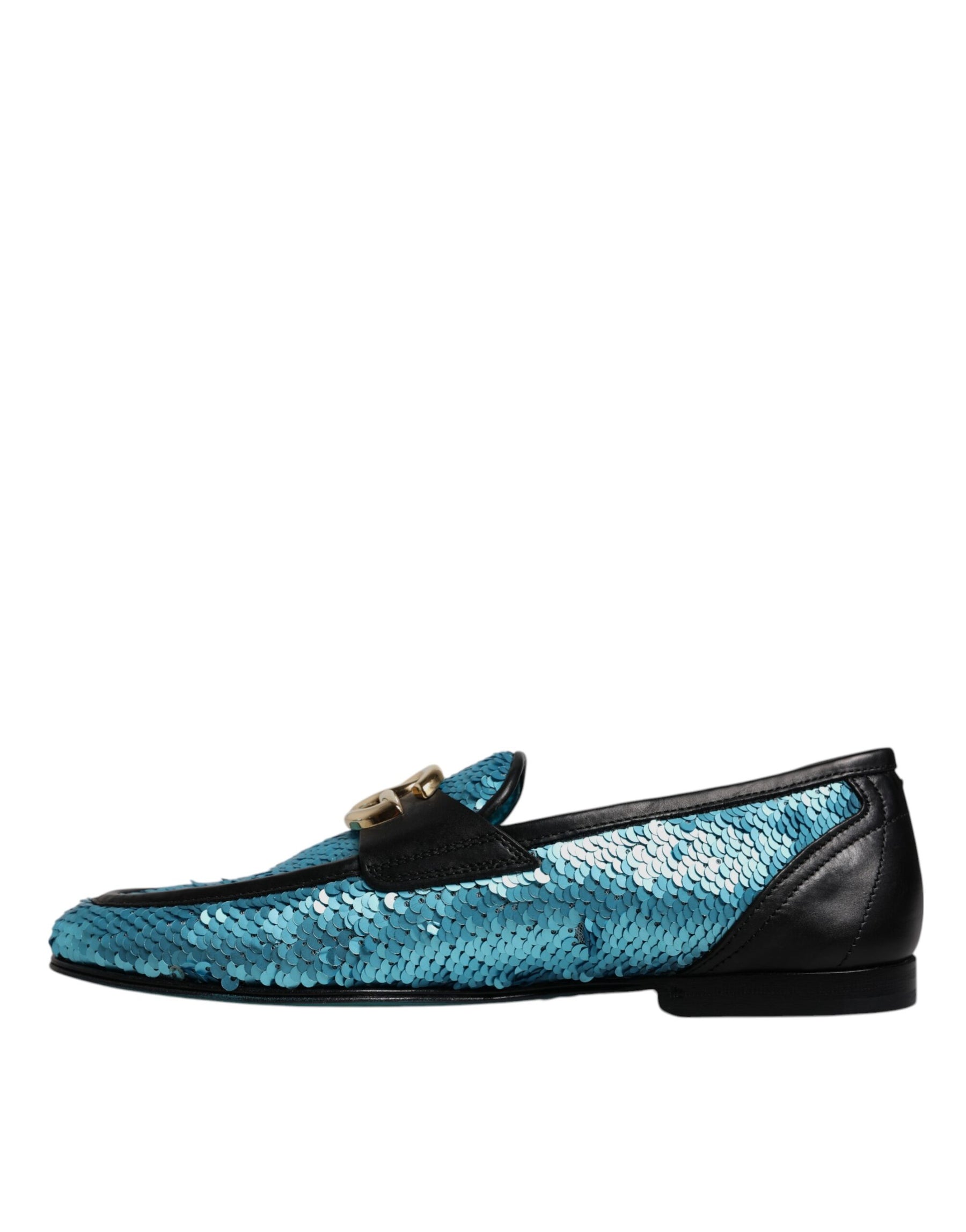 Dolce & Gabbana Blue Sequined Loafers Formal Dress Shoes | Regal Royce