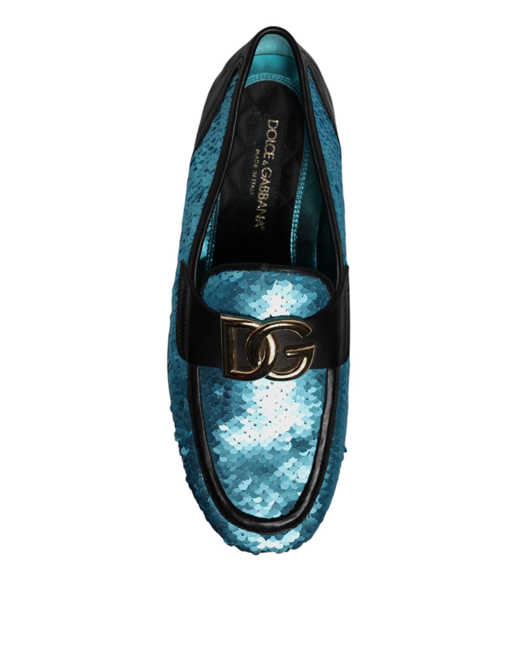 Dolce & Gabbana Blue Sequined Loafers Formal Dress Shoes | Regal Royce
