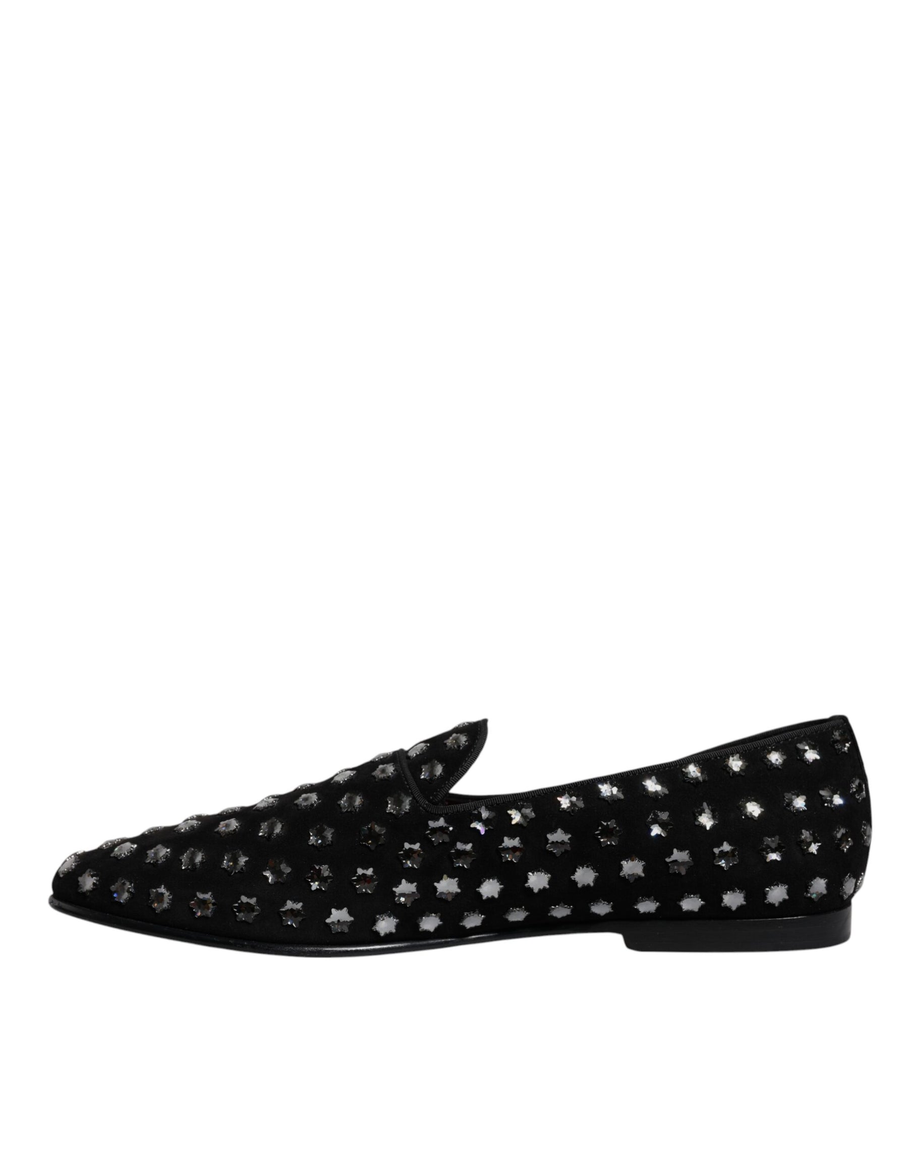 Dolce & Gabbana Black Crystal Embellished Loafers Dress Shoes | Regal Royce