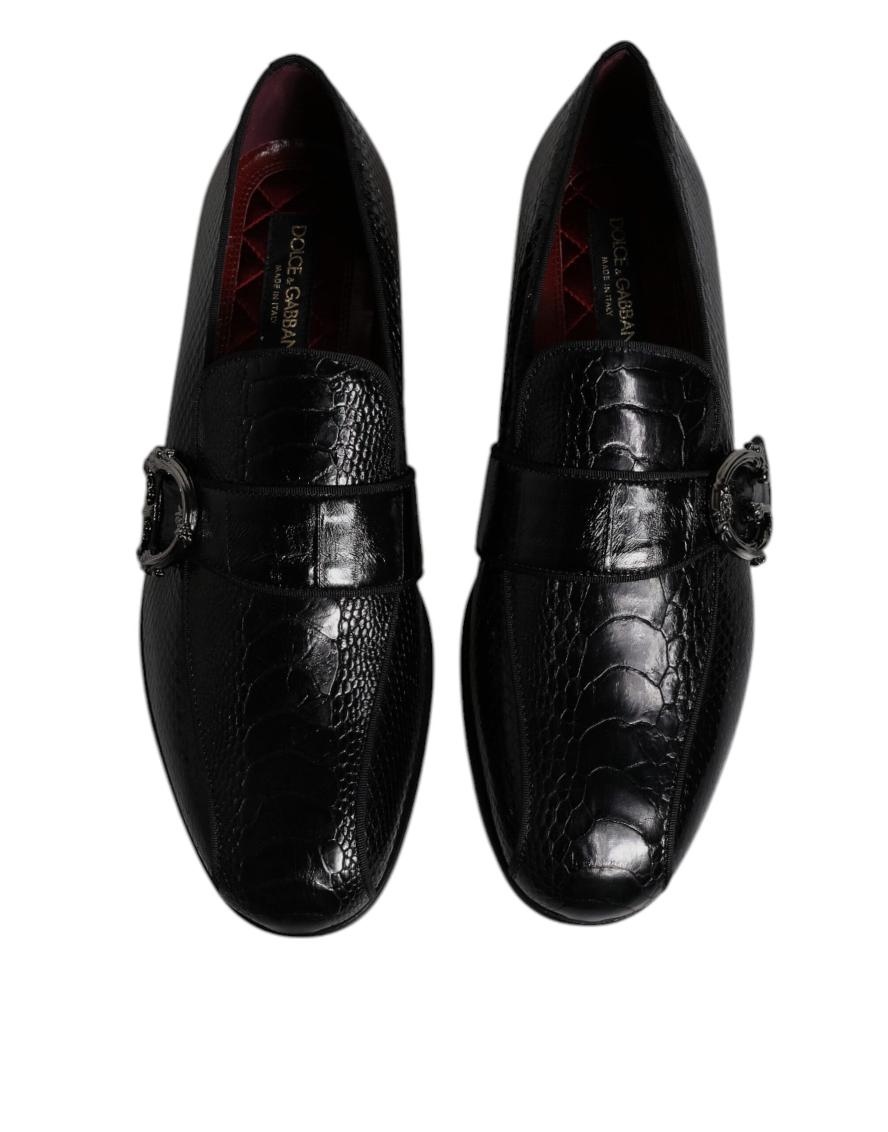 Dolce & Gabbana Black Exotic Leather DG Logo Loafers Formal Dress Shoes | Regal Royce