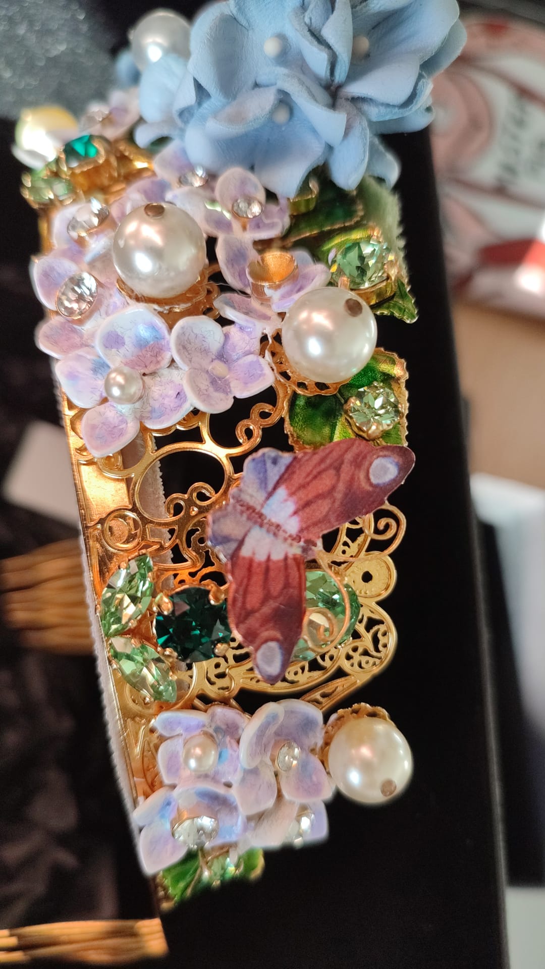 Dolce & Gabbana Gold Crystal Purple Hortensia Headband Crown Diadem | Regal Royce