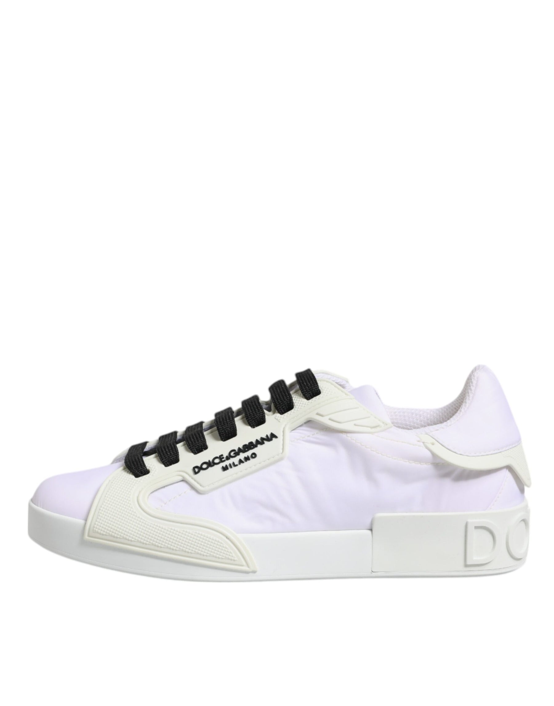 Dolce & Gabbana White Nylon Leather Low Top Sneakers Shoes | Regal Royce