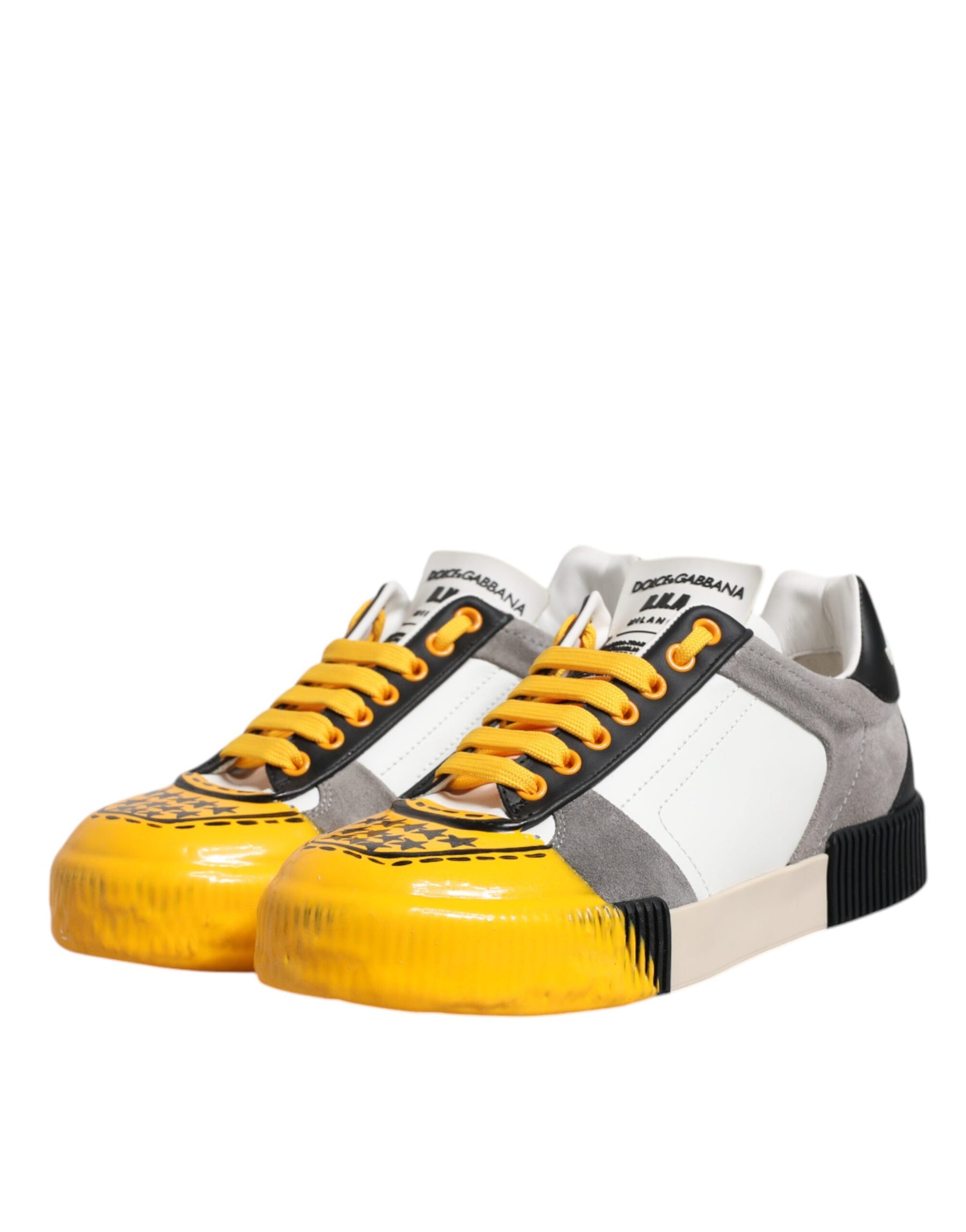Dolce & Gabbana Multicolor Leather DNA Low Top Sneakers Shoes | Regal Royce