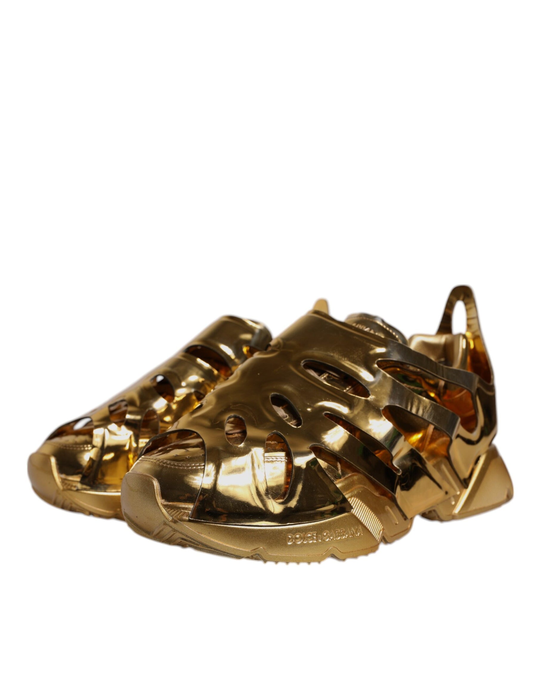 Dolce & Gabbana Gold Daymaster Leather Low Top Sneakers Shoes | Regal Royce