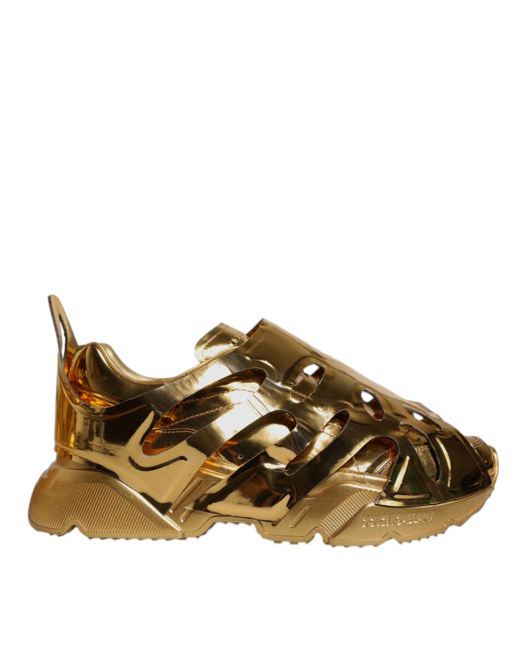 Dolce & Gabbana Gold Daymaster Leather Low Top Sneakers Shoes | Regal Royce