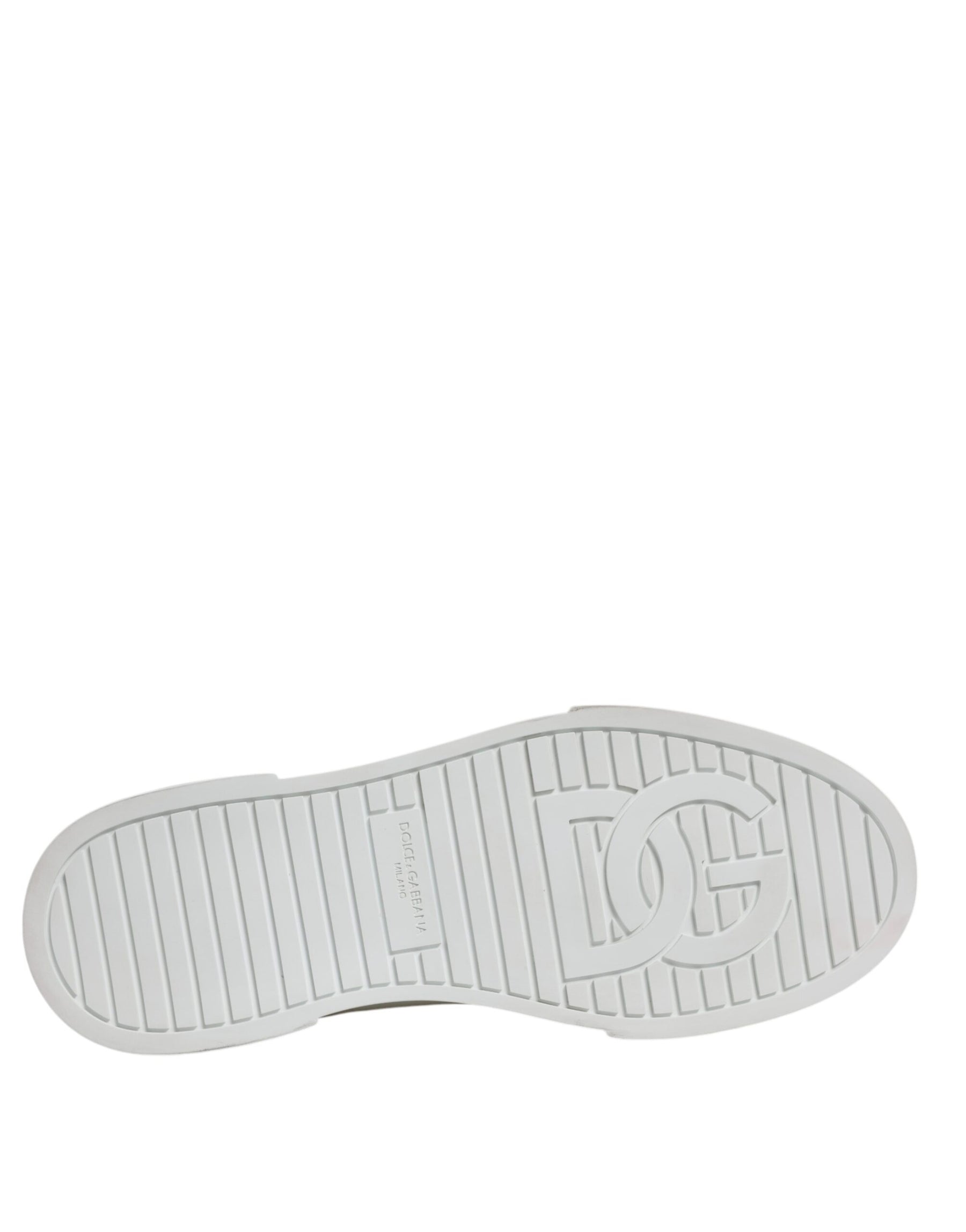 Dolce & Gabbana White Black Cotton High Top Sneakers Shoes | Regal Royce