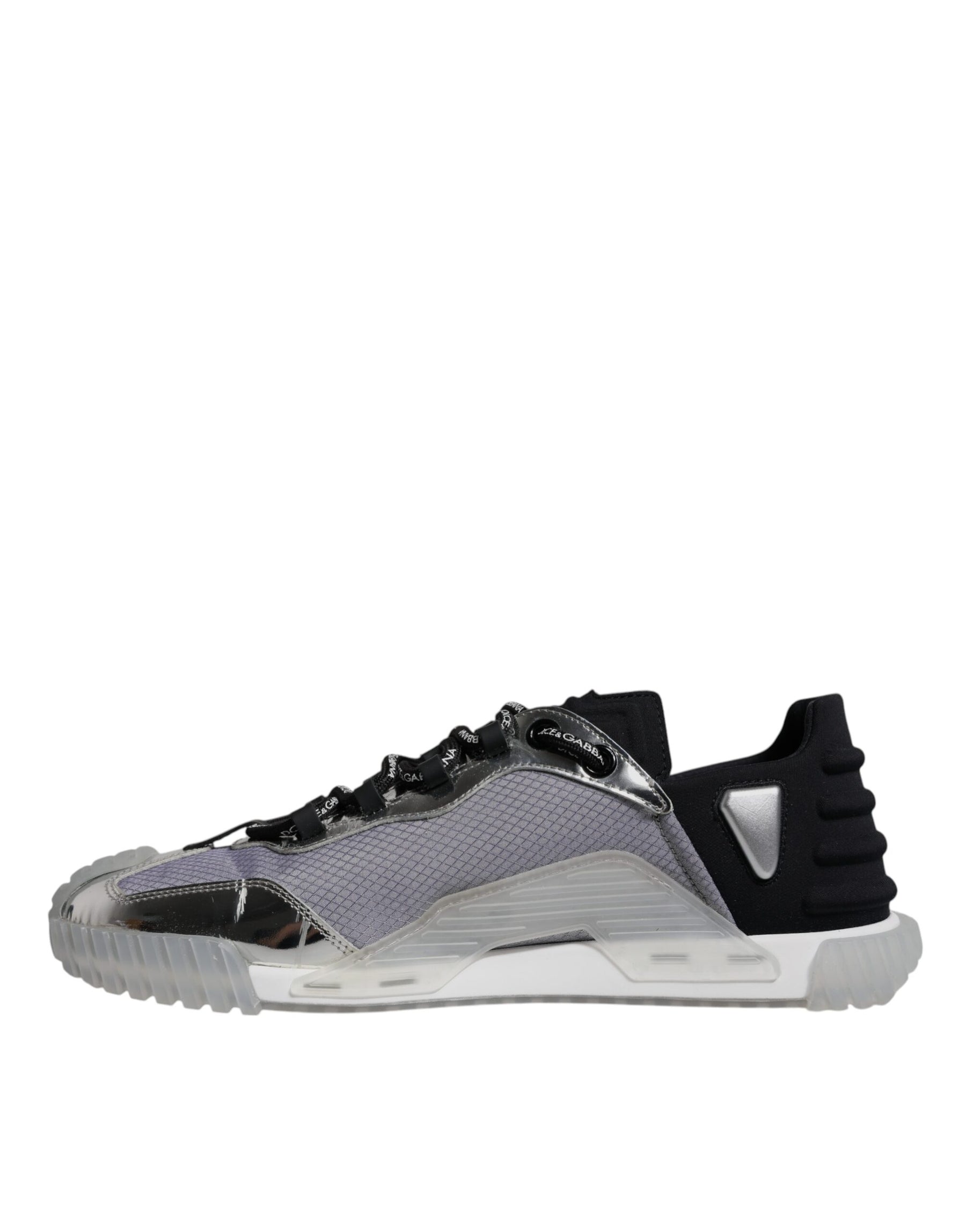 Dolce & Gabbana Silver Black Nylon NS1 Low Top Sneakers Shoes | Regal Royce