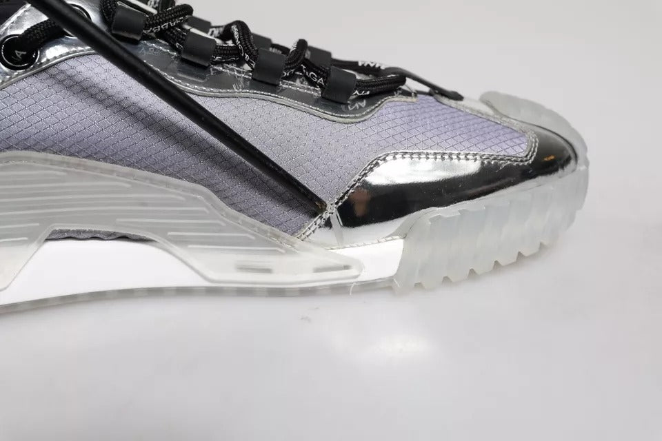Dolce & Gabbana Silver Black Nylon NS1 Low Top Sneakers Shoes | Regal Royce