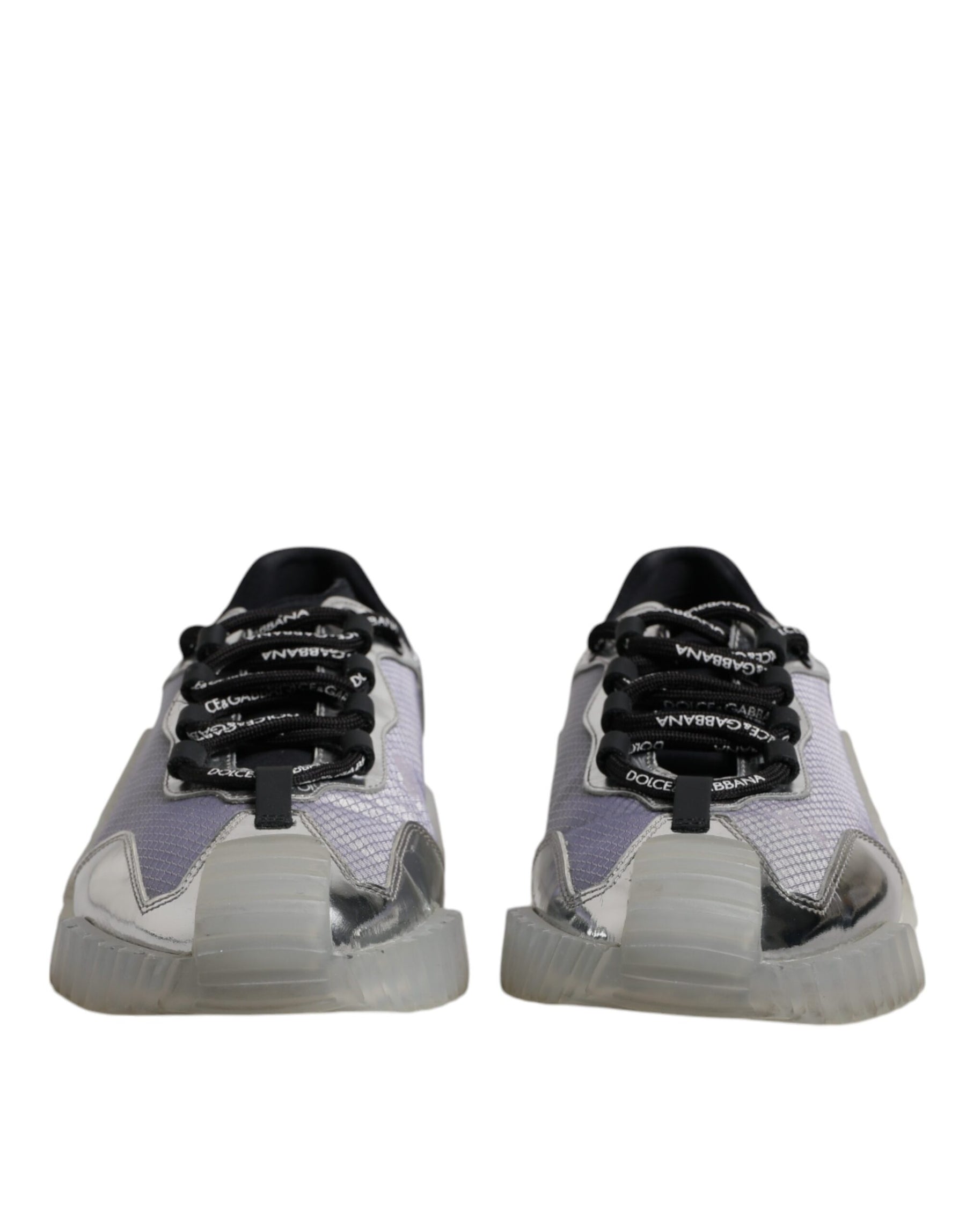 Dolce & Gabbana Silver Black Nylon NS1 Low Top Sneakers Shoes | Regal Royce
