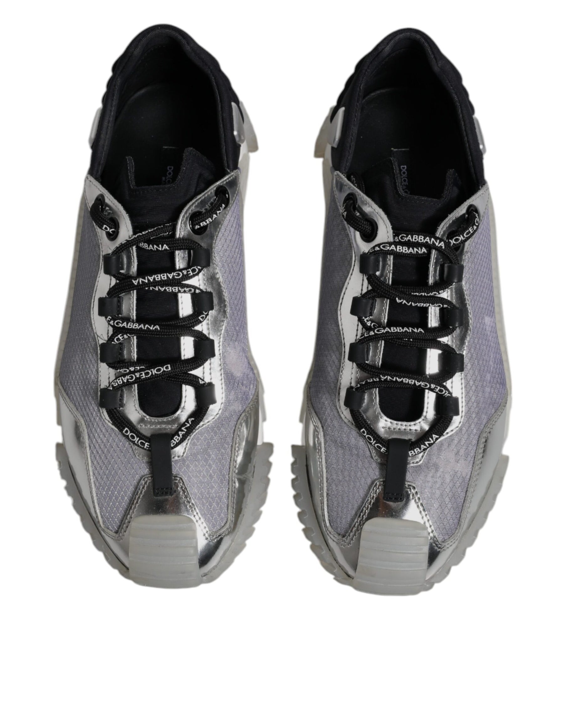 Dolce & Gabbana Silver Black Nylon NS1 Low Top Sneakers Shoes | Regal Royce