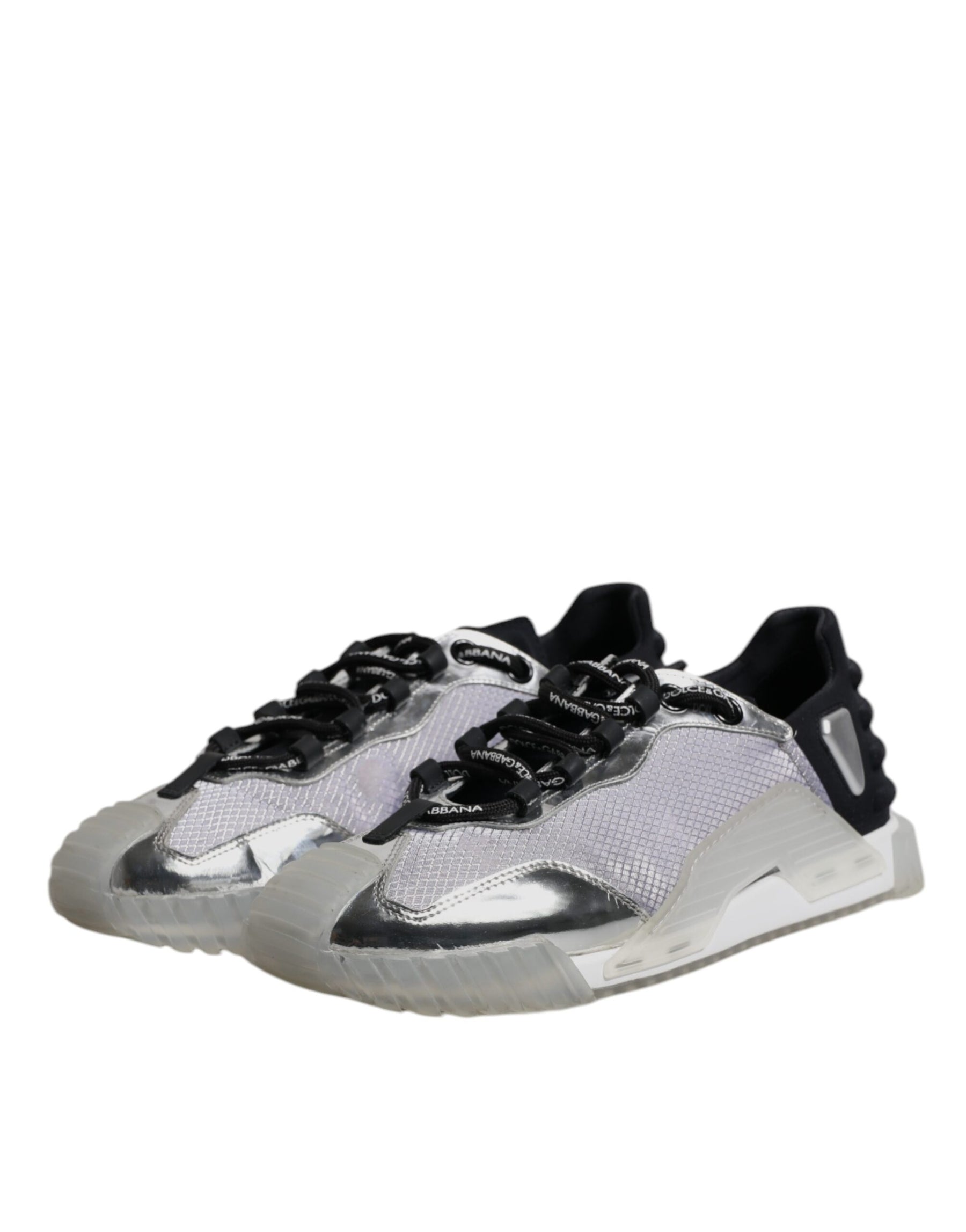 Dolce & Gabbana Silver Black Nylon NS1 Low Top Sneakers Shoes | Regal Royce