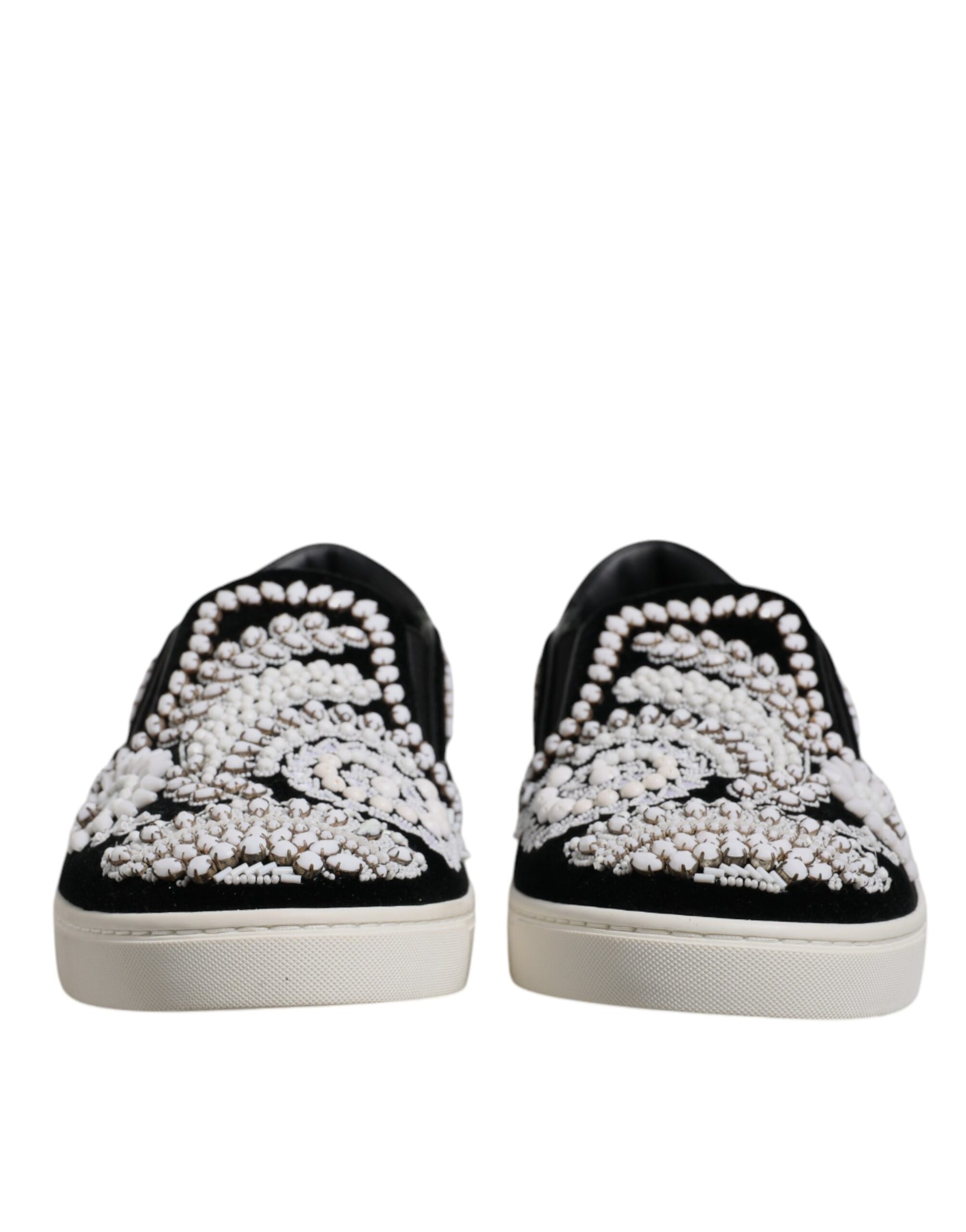 Dolce & Gabbana Black Embellished London Men Slip On Shoes | Regal Royce