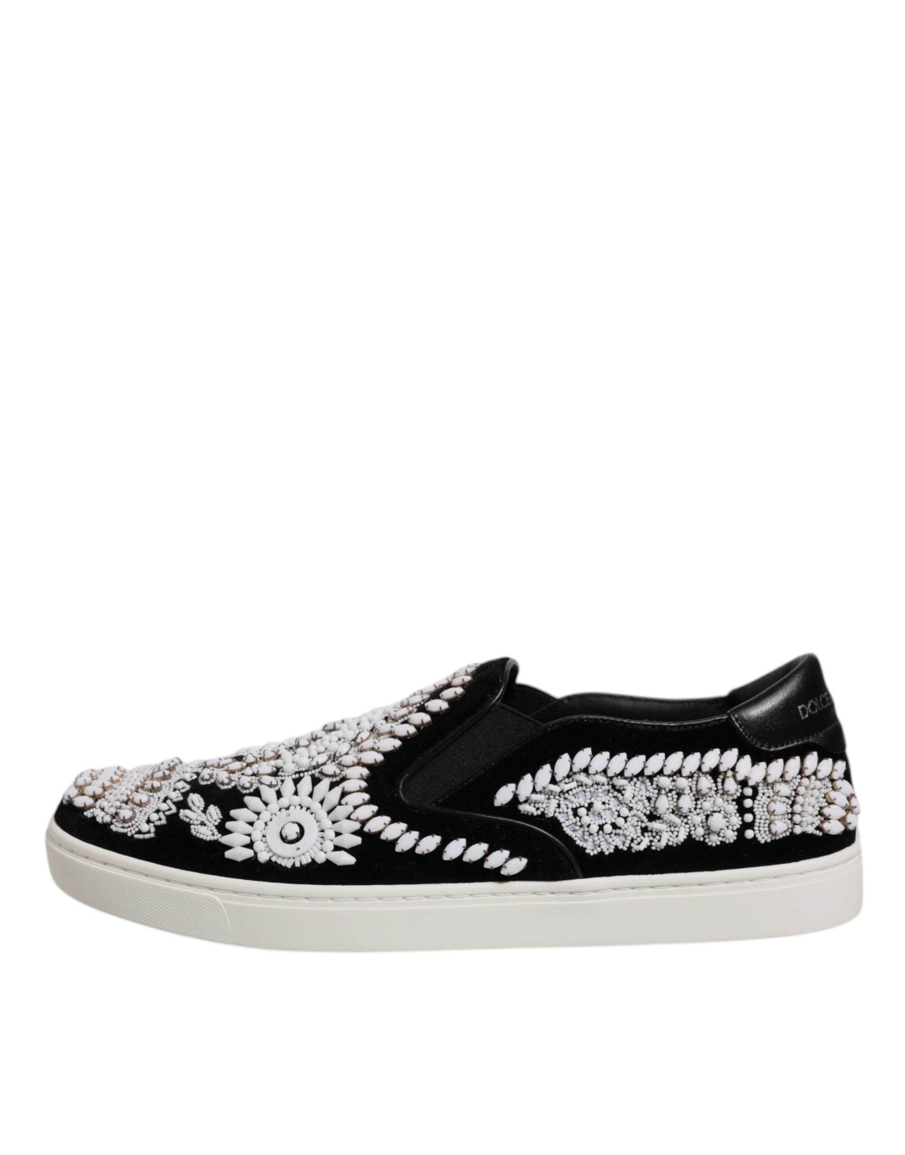 Dolce & Gabbana Black Embellished London Men Slip On Shoes | Regal Royce