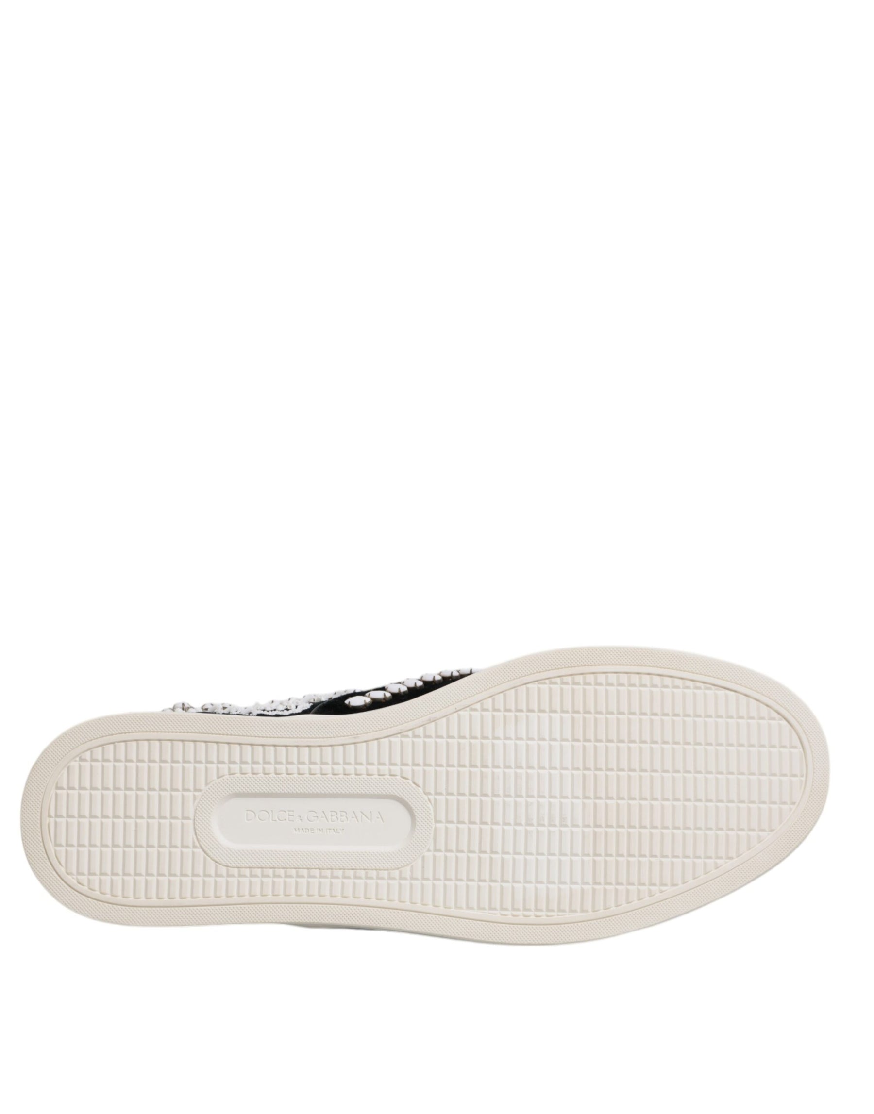 Dolce & Gabbana Black Embellished London Men Slip On Shoes | Regal Royce