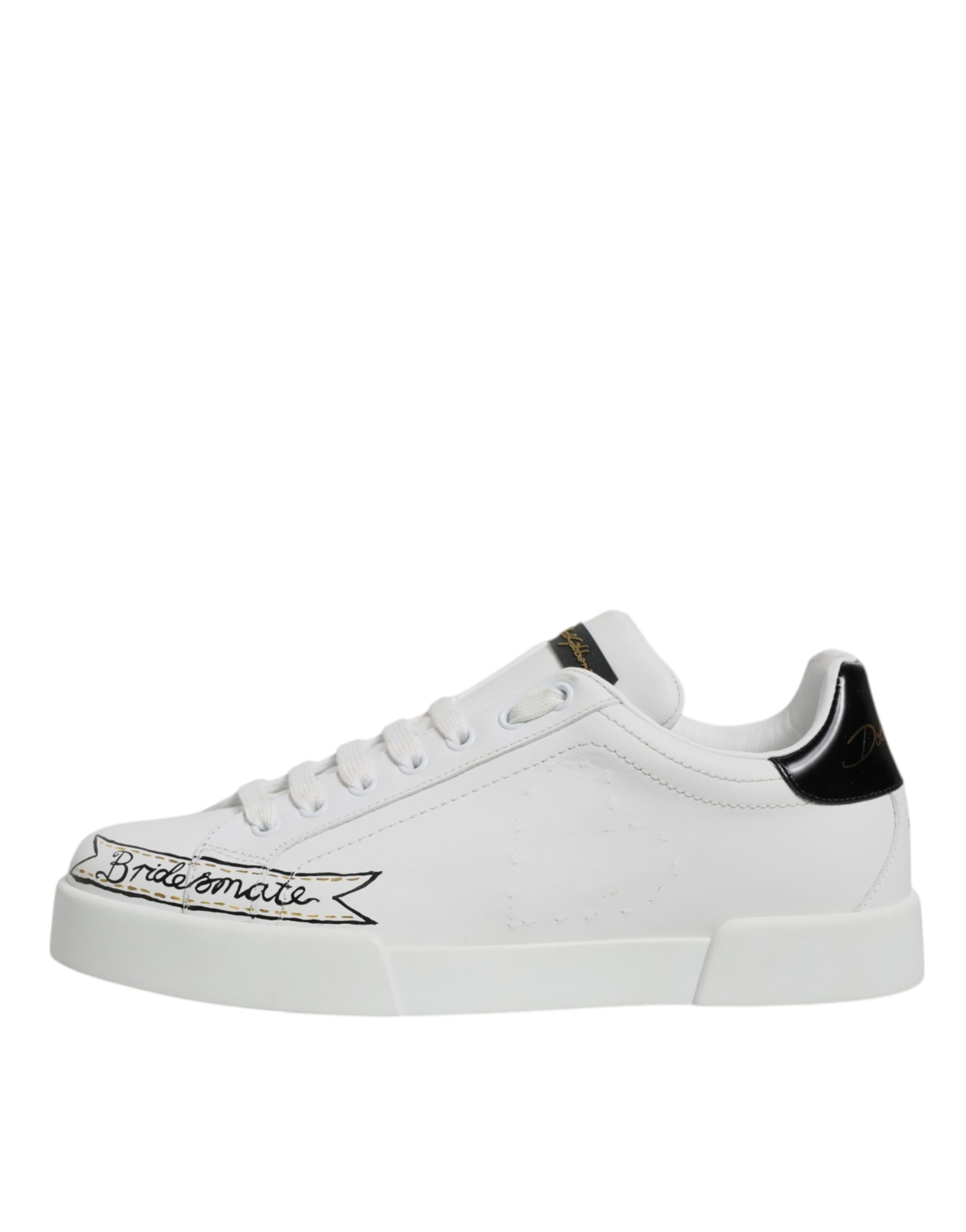 Dolce & Gabbana White Leather Low Top Lace Up Sneakers Shoes | Regal Royce