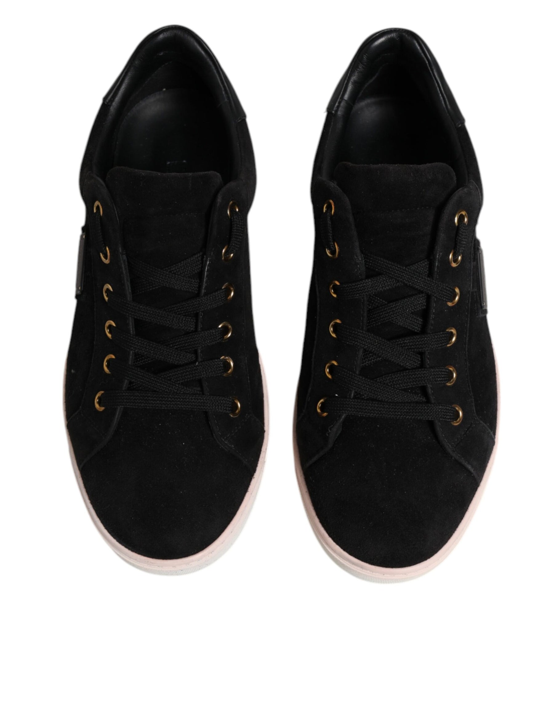 Dolce & Gabbana Black Logo Suede Leather Men Sneakers Shoes | Regal Royce