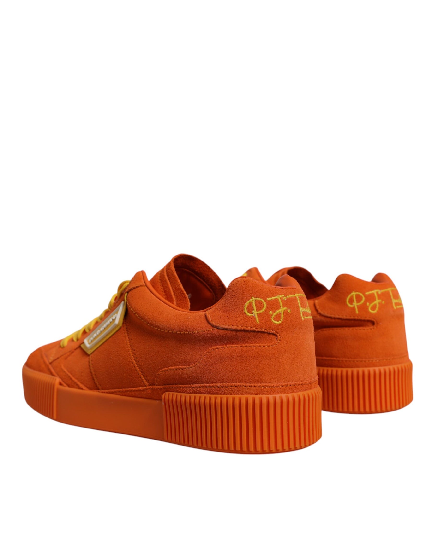 Dolce & Gabbana Orange Miami Leather Low Top Sneakers Shoes | Regal Royce