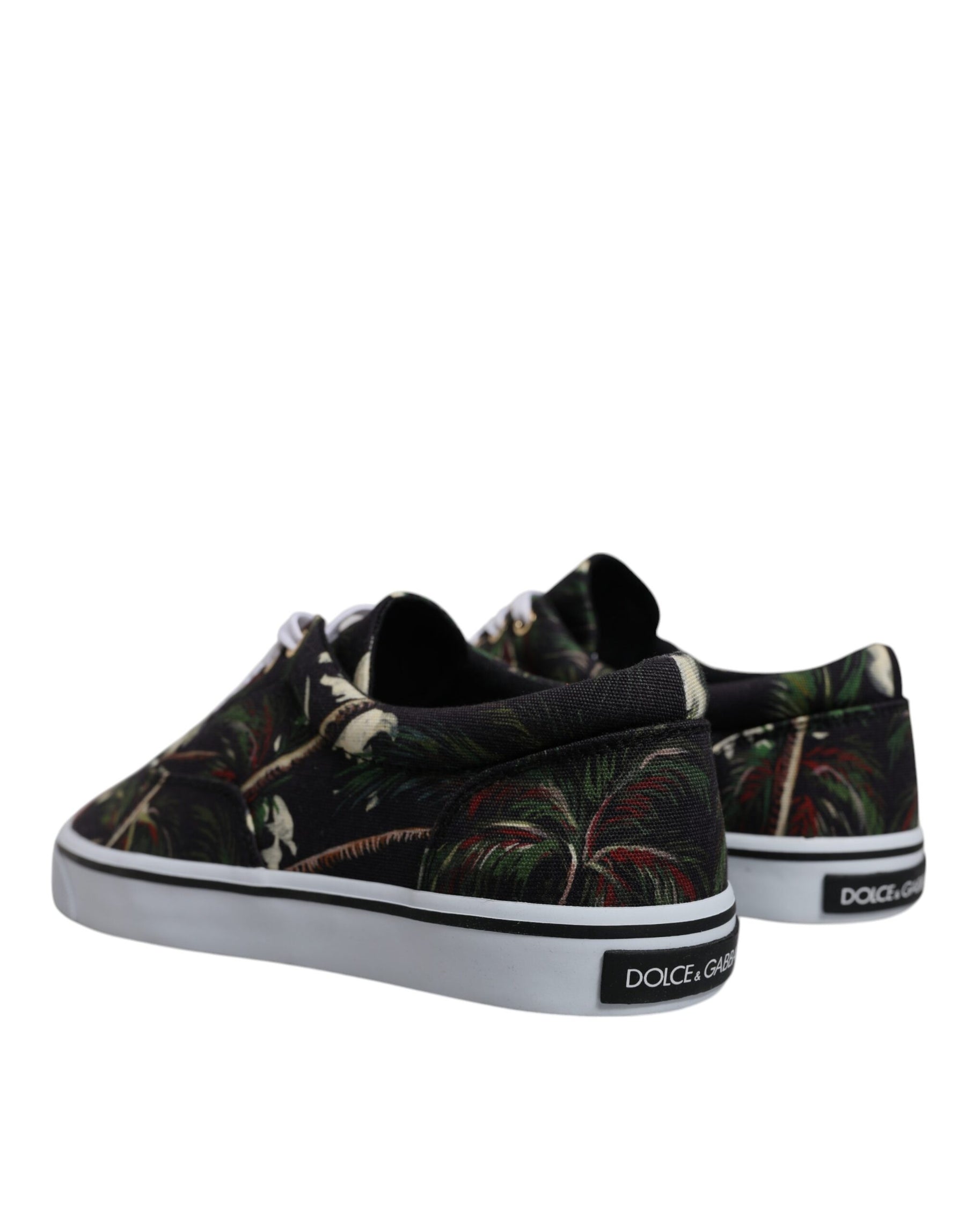 Dolce & Gabbana Black Tropical Print Low Top Sneakers Shoes | Regal Royce