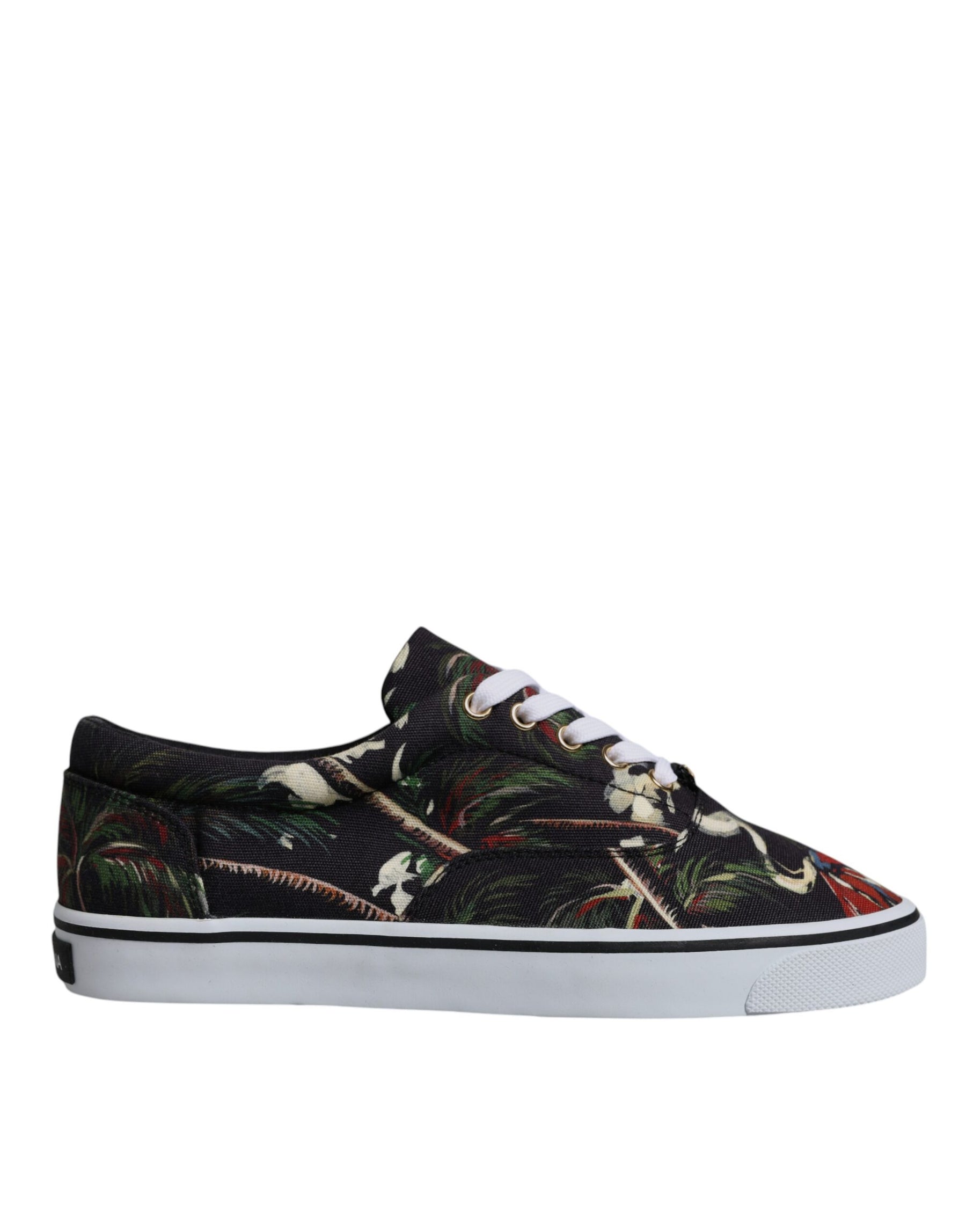 Dolce & Gabbana Black Tropical Print Low Top Sneakers Shoes | Regal Royce
