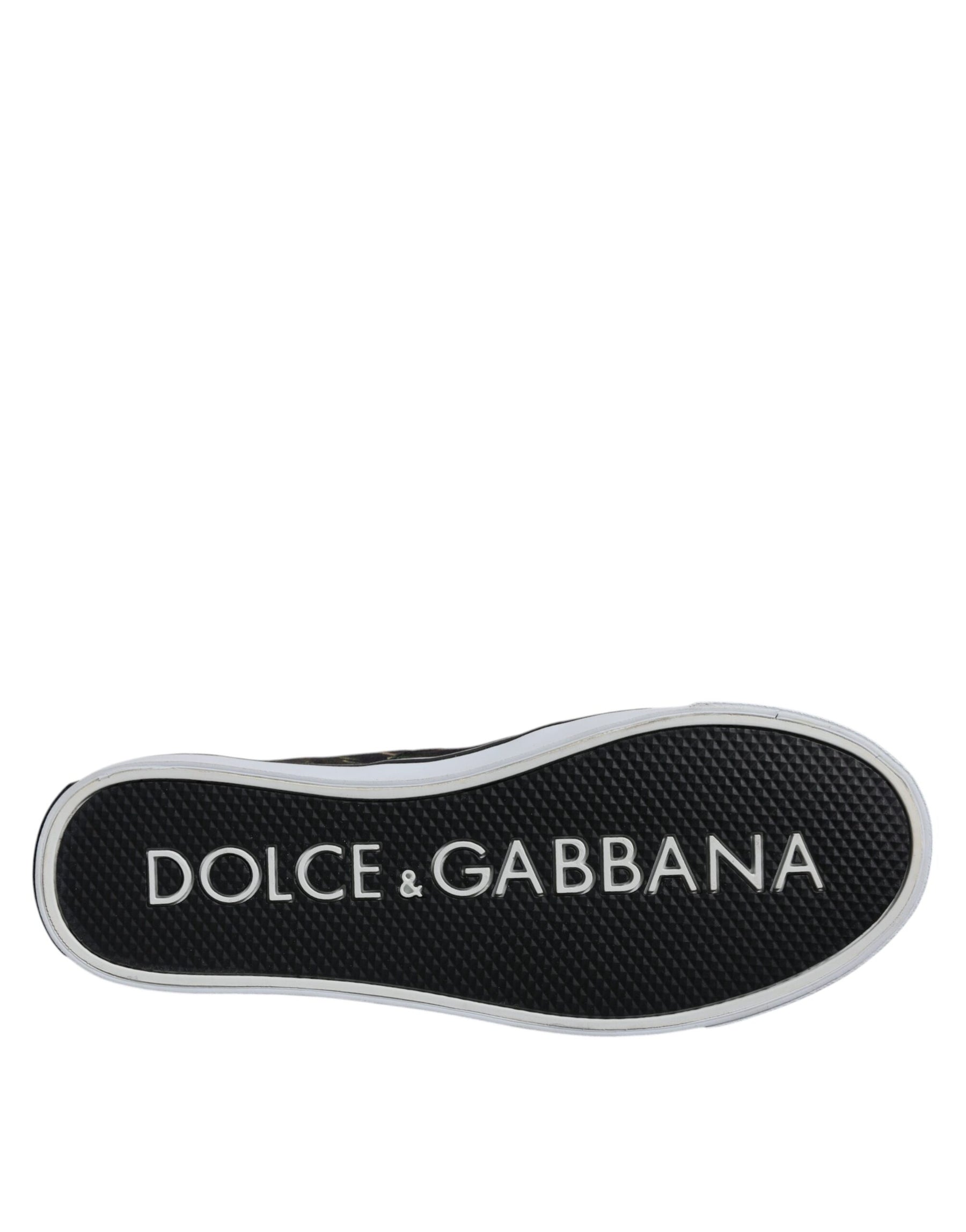 Dolce & Gabbana Black Tropical Print Low Top Sneakers Shoes | Regal Royce