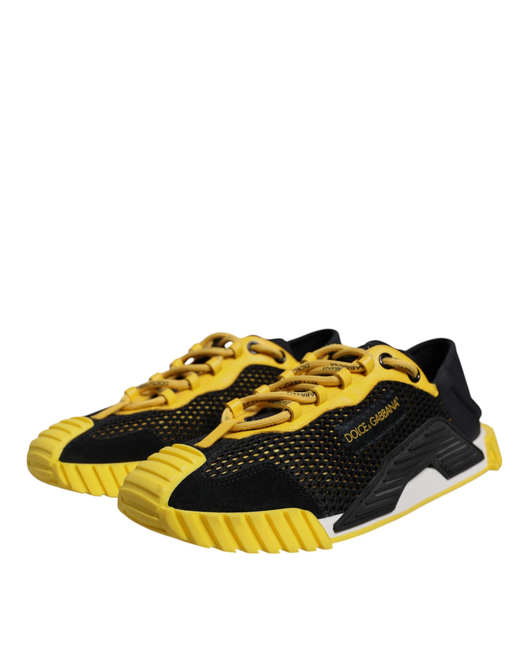 Dolce & Gabbana Black Yellow Low Top NS1 Sneakers Shoes | Regal Royce
