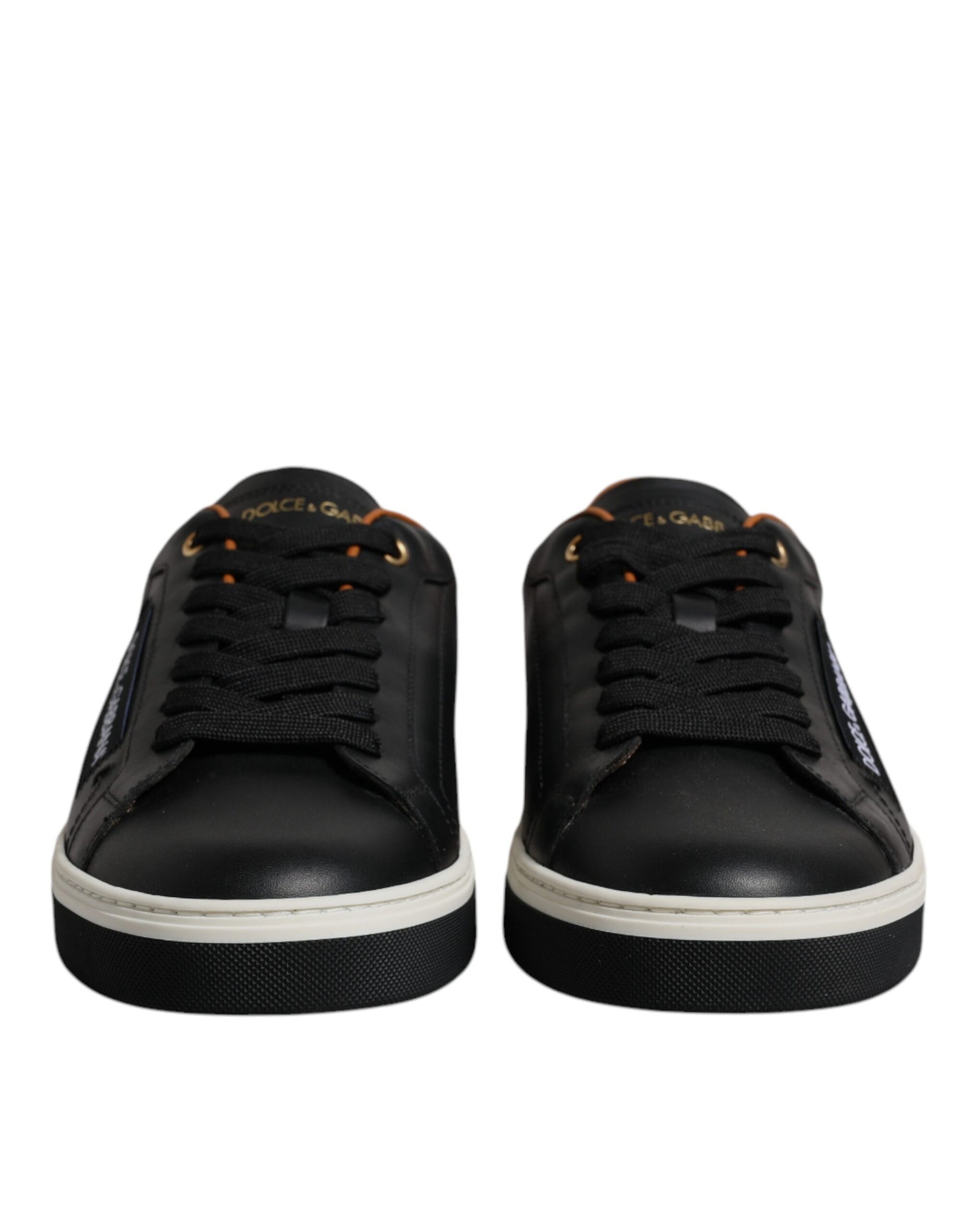 Dolce & Gabbana Black Leather Low Top Men Sneakers Shoes | Regal Royce