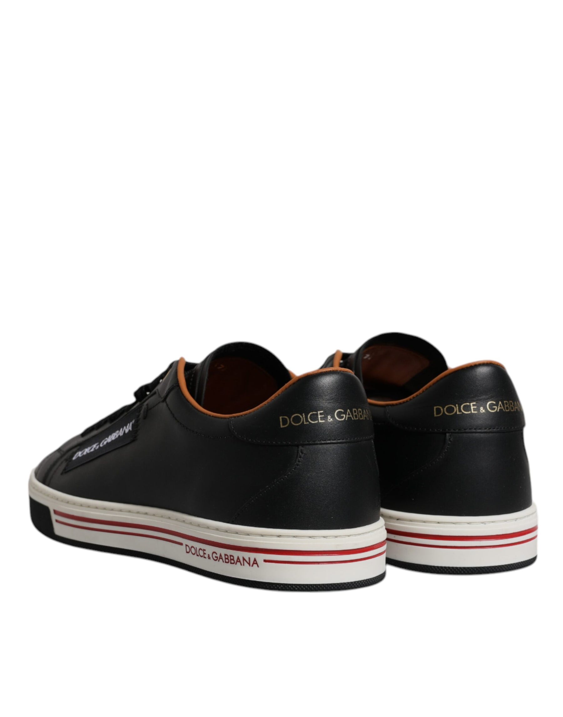 Dolce & Gabbana Black Leather Low Top Men Sneakers Shoes | Regal Royce