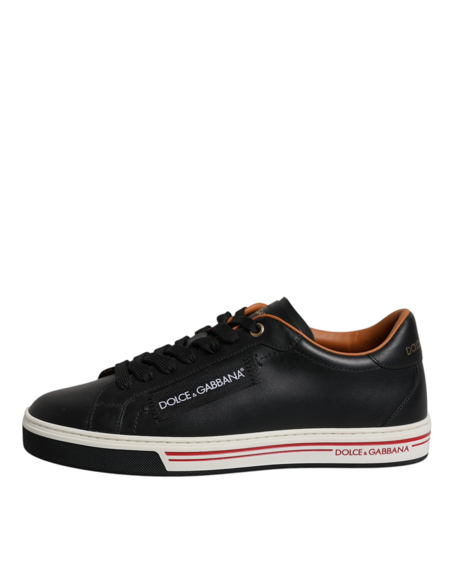 Dolce & Gabbana Black Leather Low Top Men Sneakers Shoes | Regal Royce