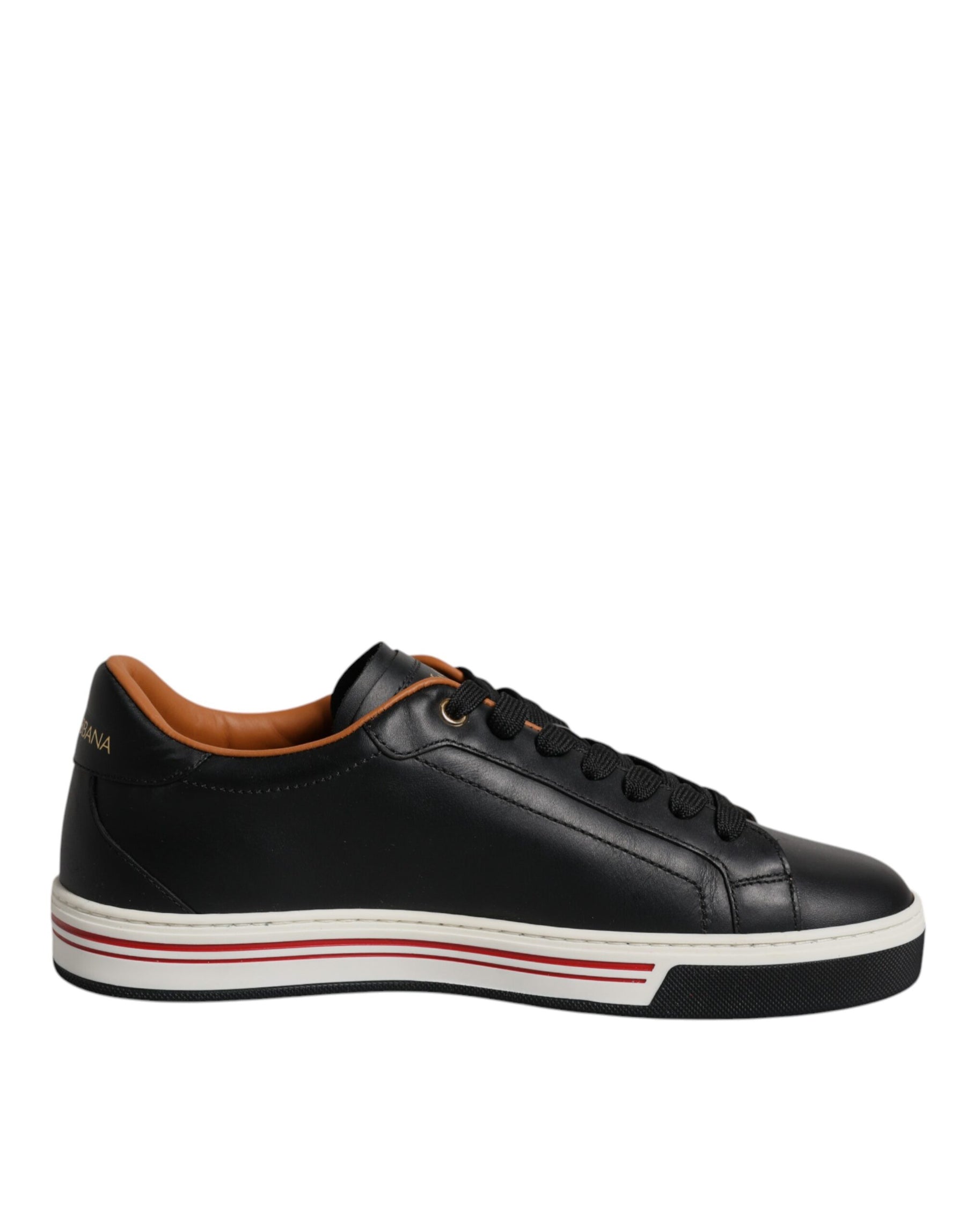 Dolce & Gabbana Black Leather Low Top Men Sneakers Shoes | Regal Royce