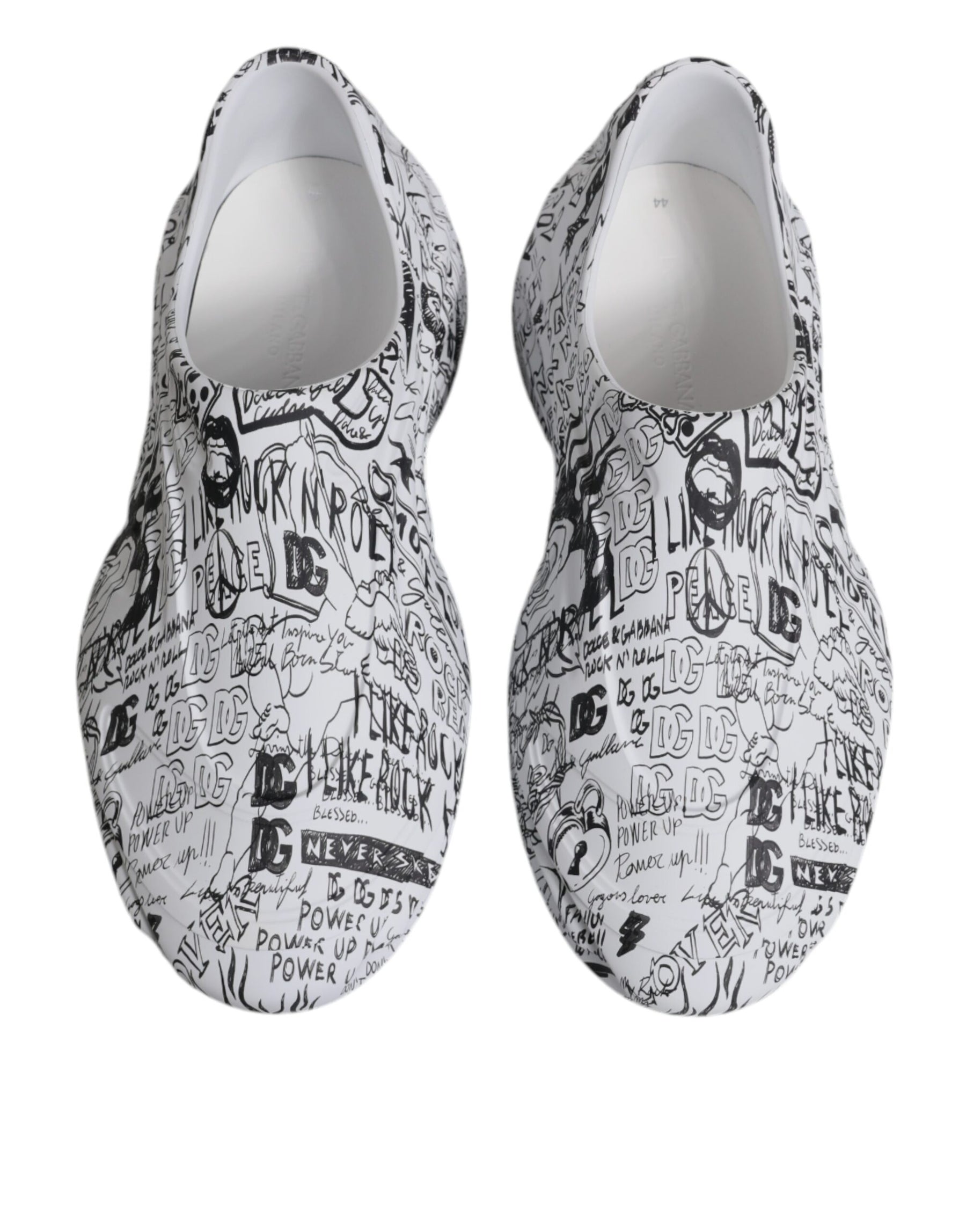 Dolce & Gabbana White Black Graffiti Daymaster Sneakers Shoes | Regal Royce