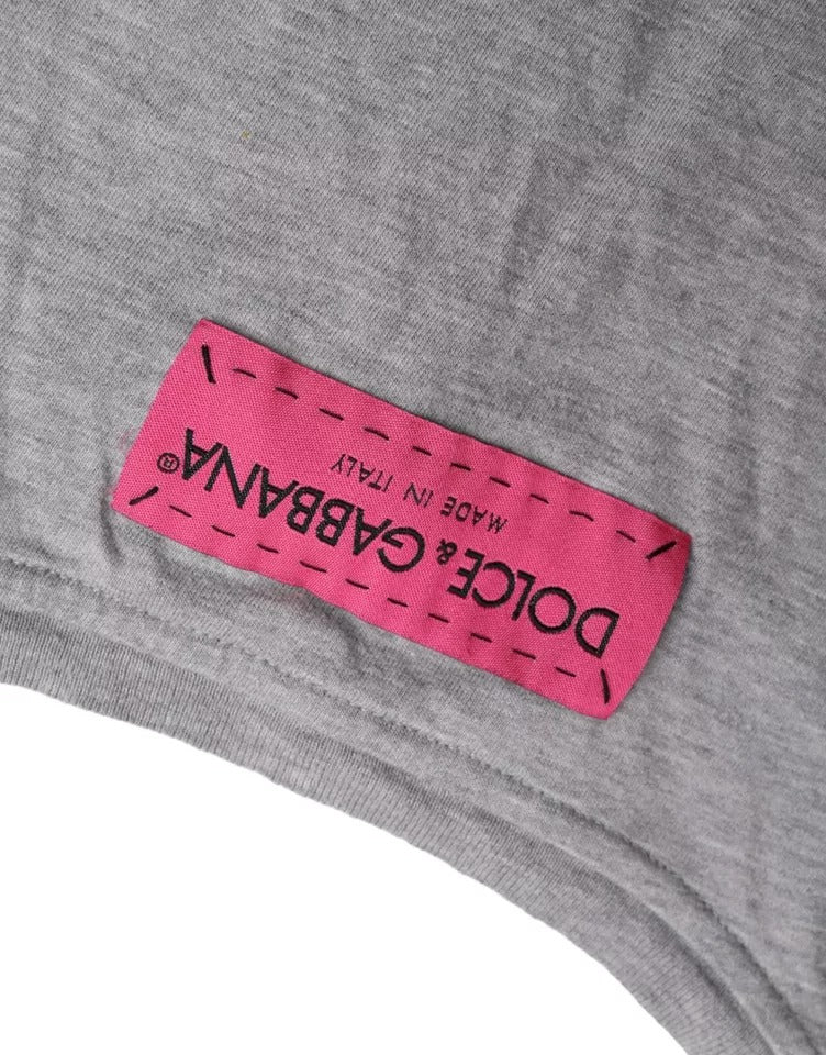Dolce & Gabbana Gray Cotton L'Amore E'Bellezza Top T-shirt | Regal Royce