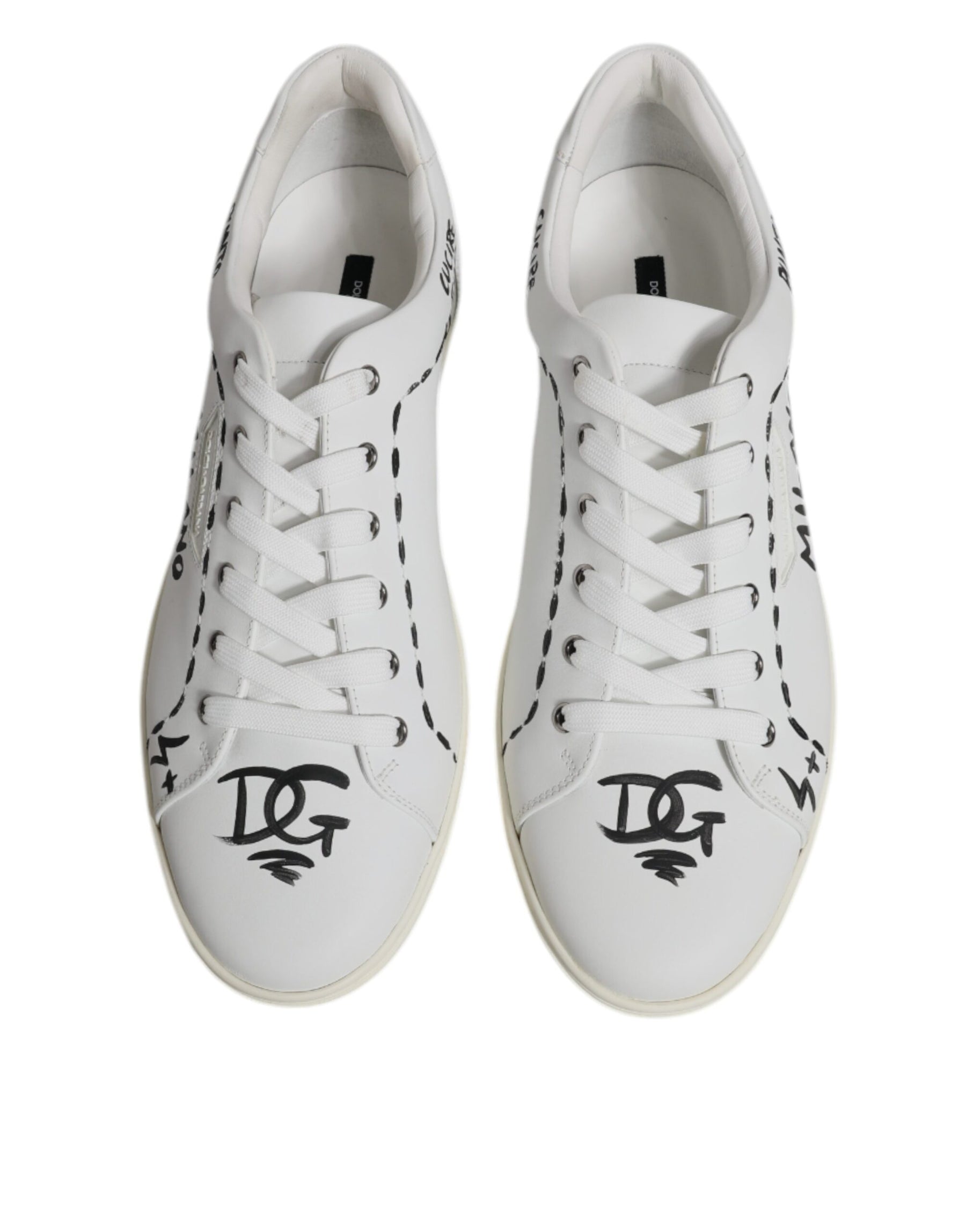 Dolce & Gabbana White Leather Milano Low Top Sneakers Shoes | Regal Royce