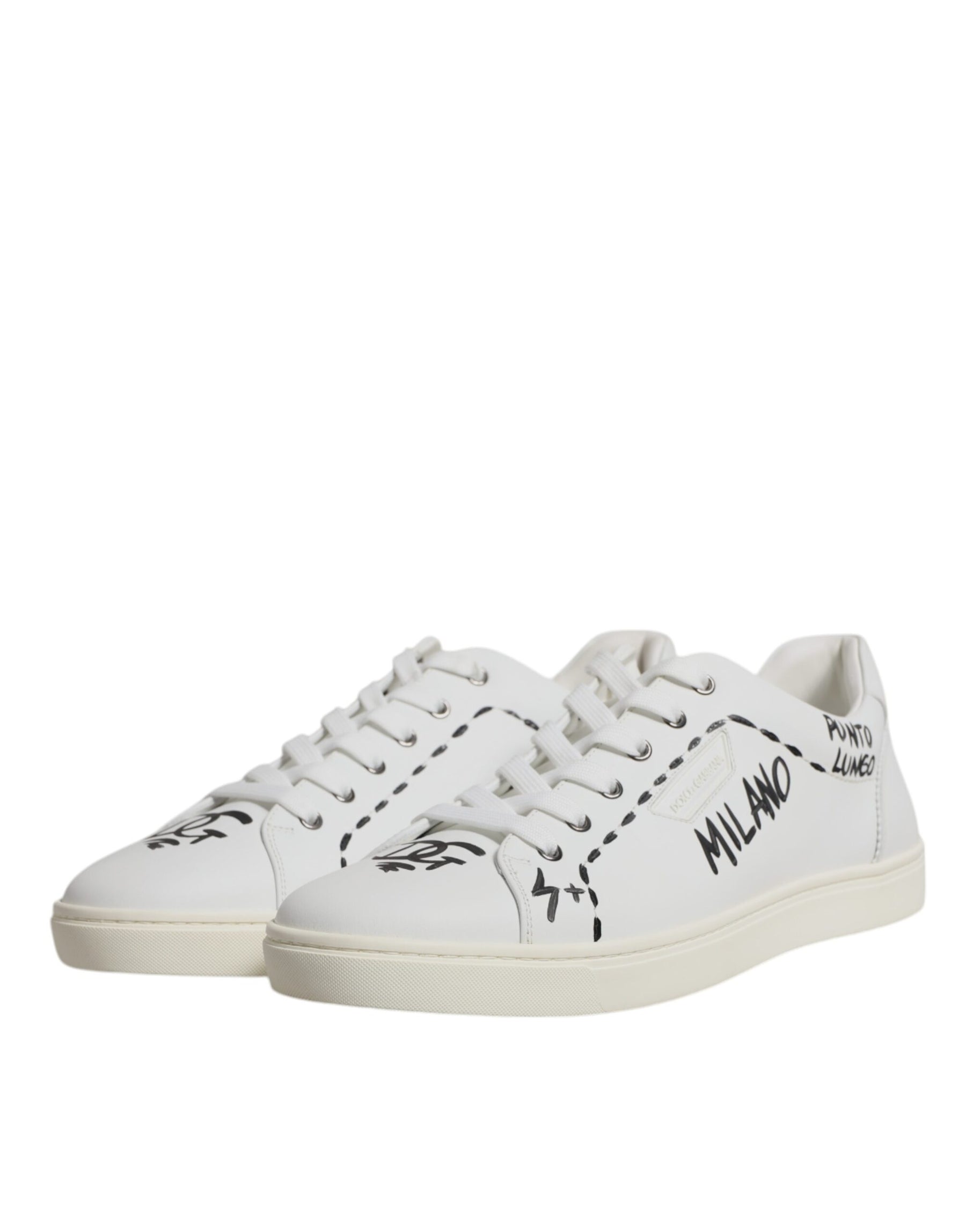 Dolce & Gabbana White Leather Milano Low Top Sneakers Shoes | Regal Royce