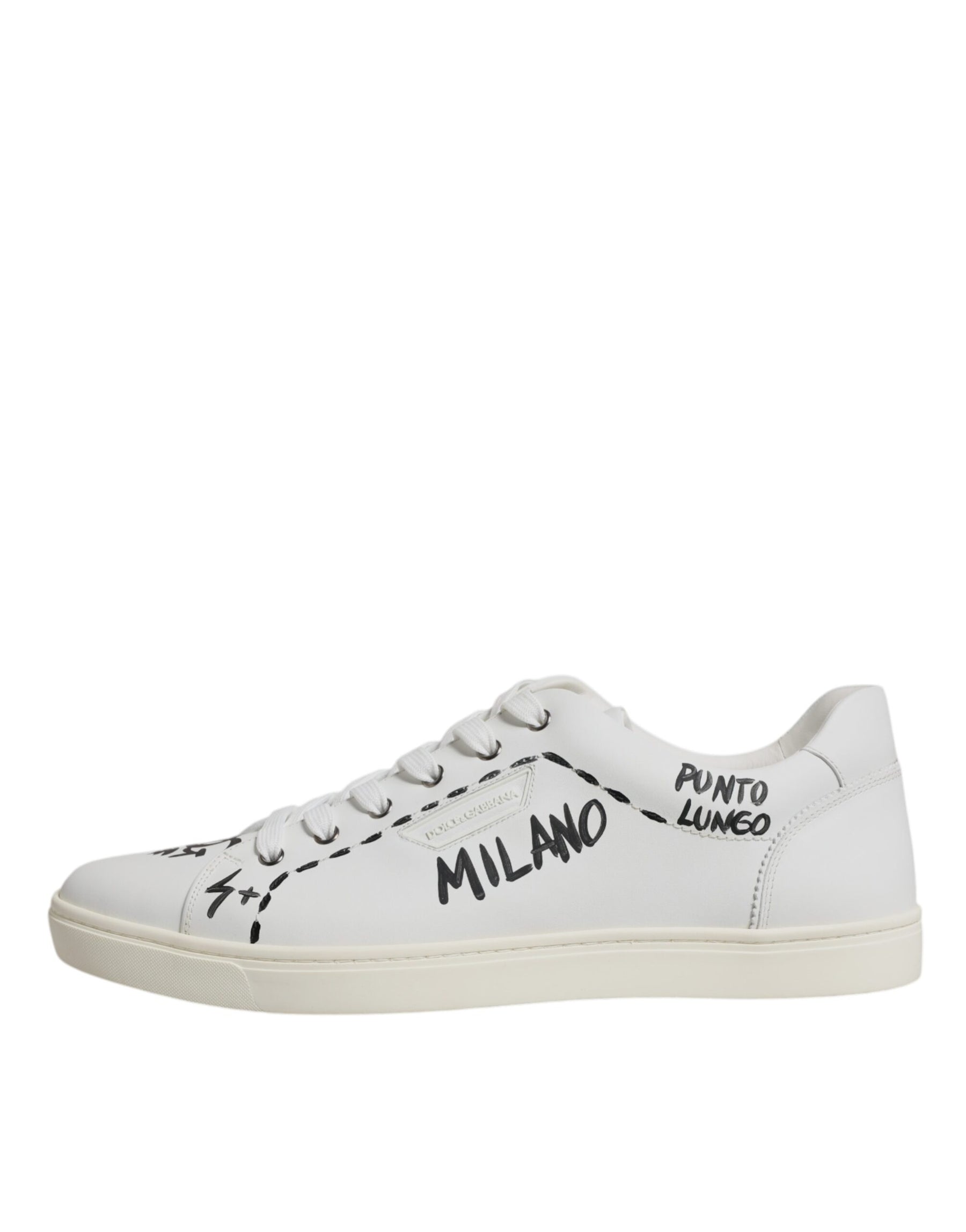 Dolce & Gabbana White Leather Milano Low Top Sneakers Shoes | Regal Royce