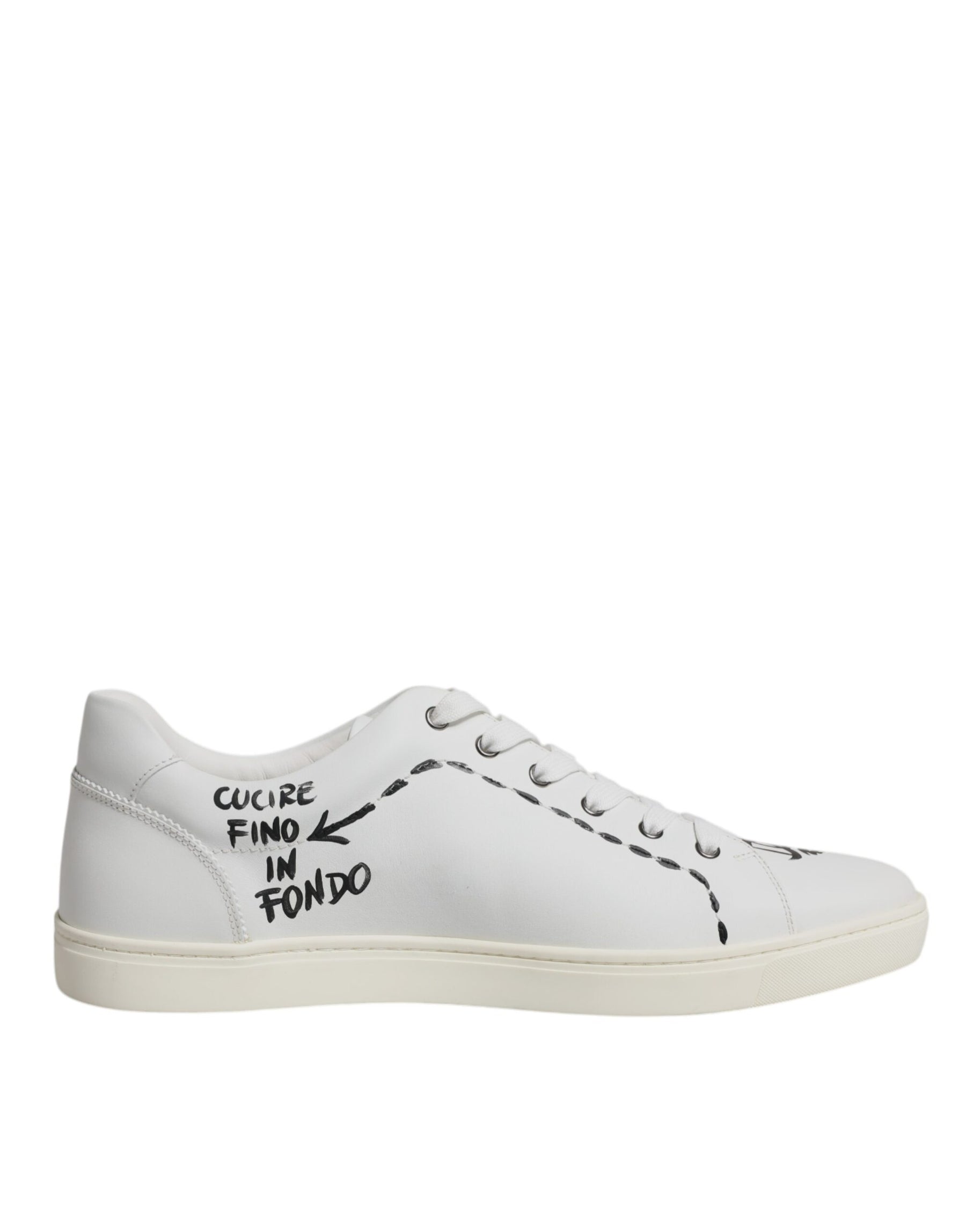 Dolce & Gabbana White Leather Milano Low Top Sneakers Shoes | Regal Royce