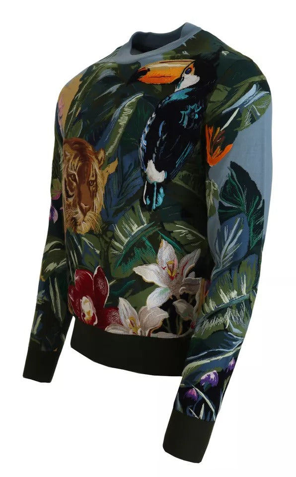 Dolce & Gabbana Jungle Wool Silk Pullover Logo Sweater | Regal Royce