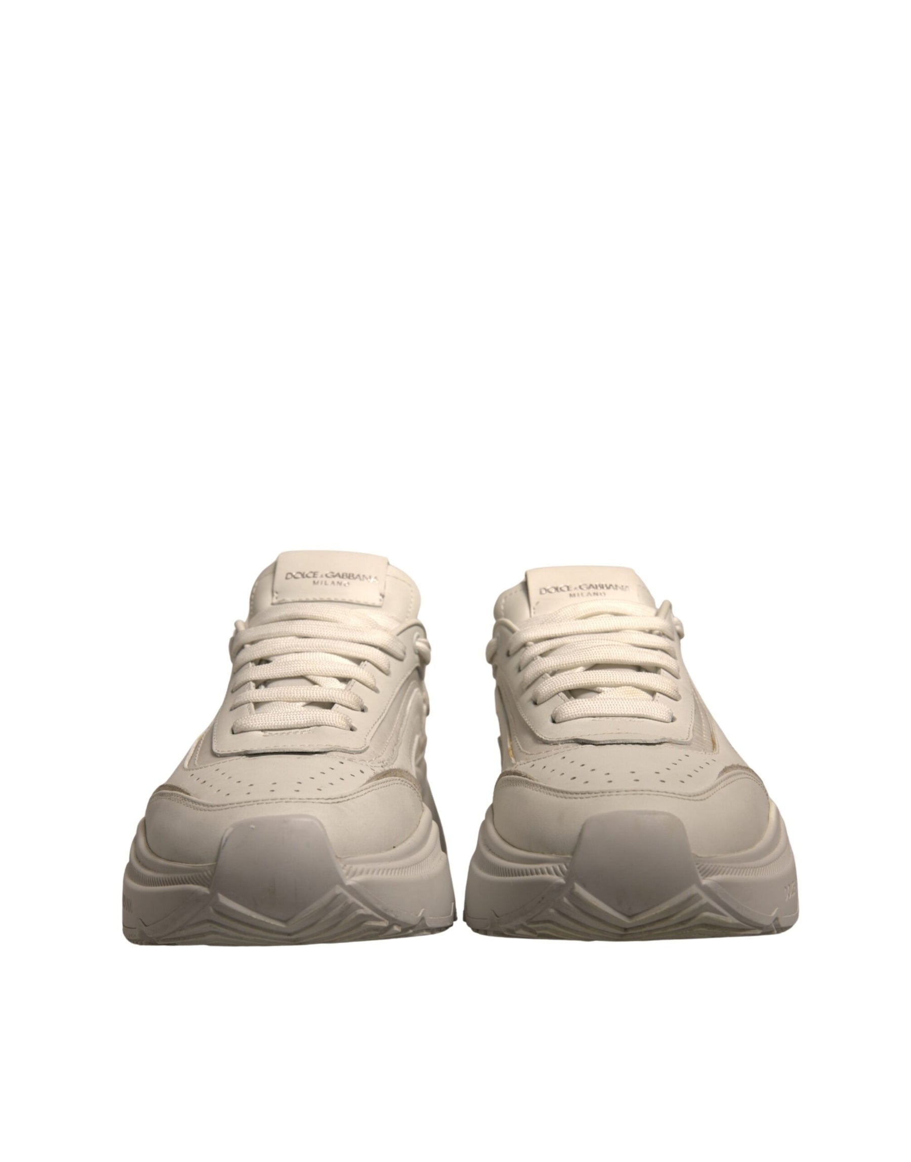 Dolce & Gabbana White Daymaster Leather Low Top Sneakers Shoes | Regal Royce