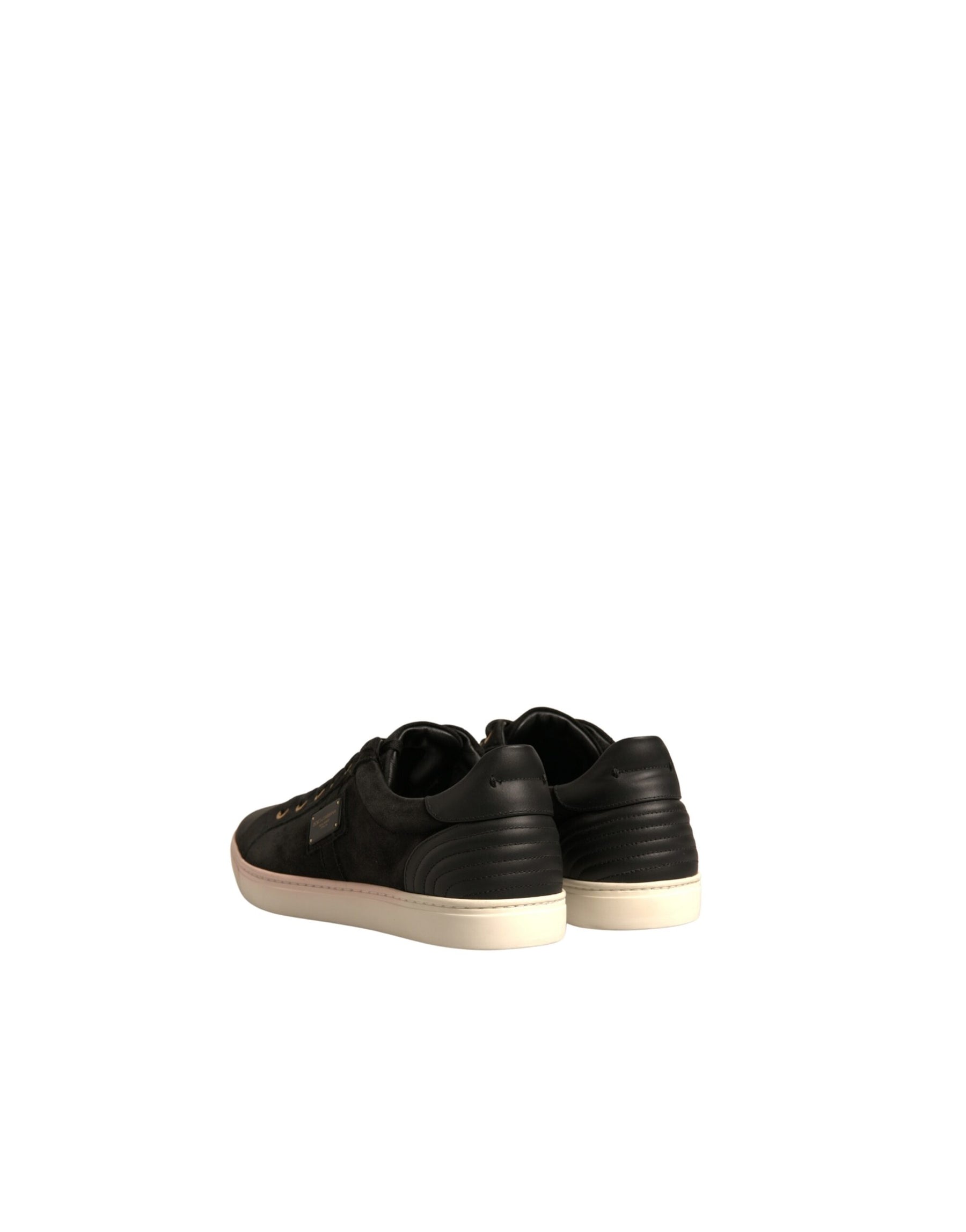 Dolce & Gabbana Black Logo Suede Leather Men Sneakers Shoes | Regal Royce