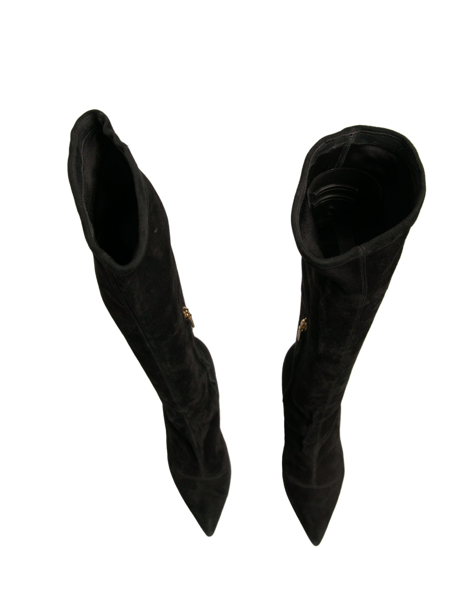 Dolce & Gabbana Black Suede Stiletto Knee High Boots Shoes | Regal Royce