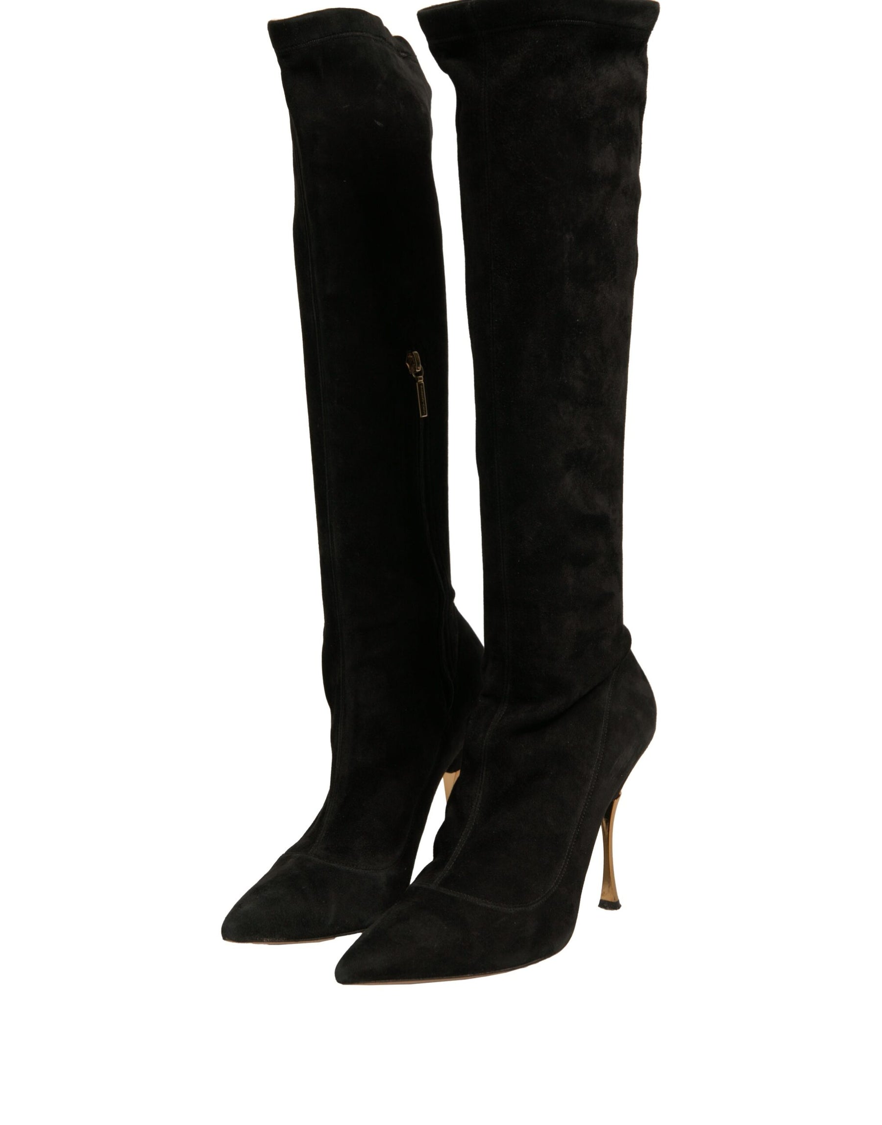 Dolce & Gabbana Black Suede Stiletto Knee High Boots Shoes | Regal Royce