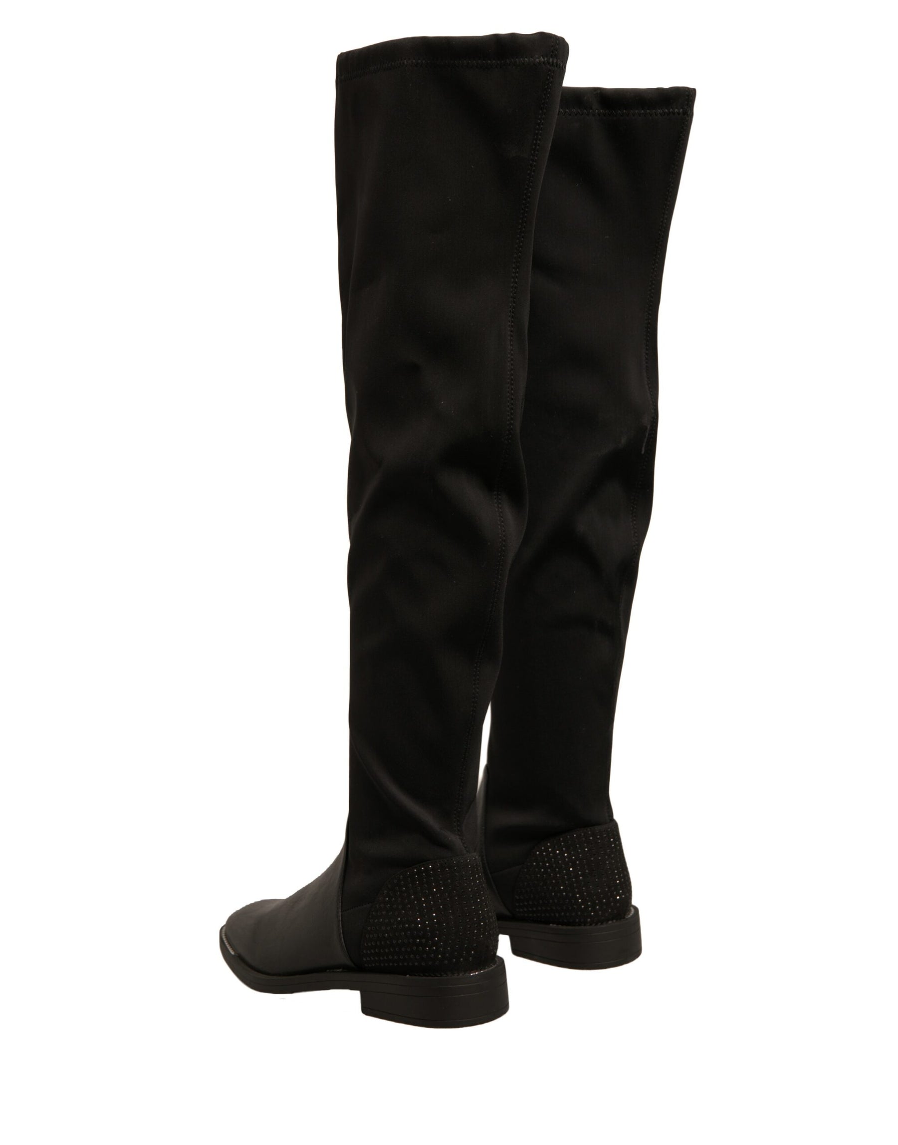 MY TWIN Black Leather Suede Flats High Boots Shoes | Regal Royce