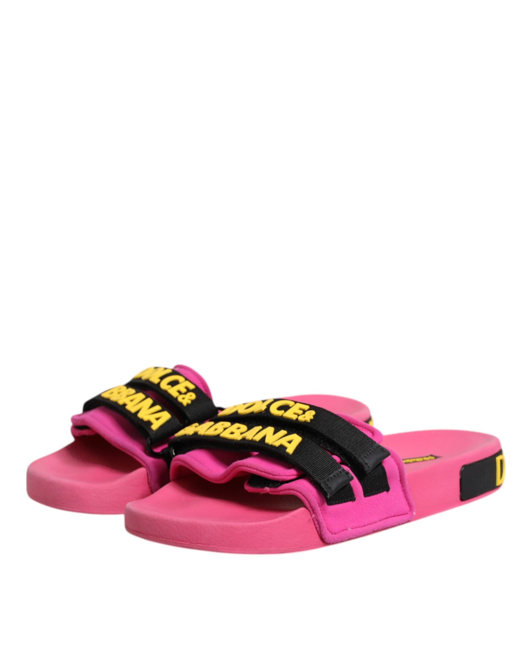 Dolce & Gabbana Fuchsia Neoprene Slides Flats Beachwear Shoes | Regal Royce