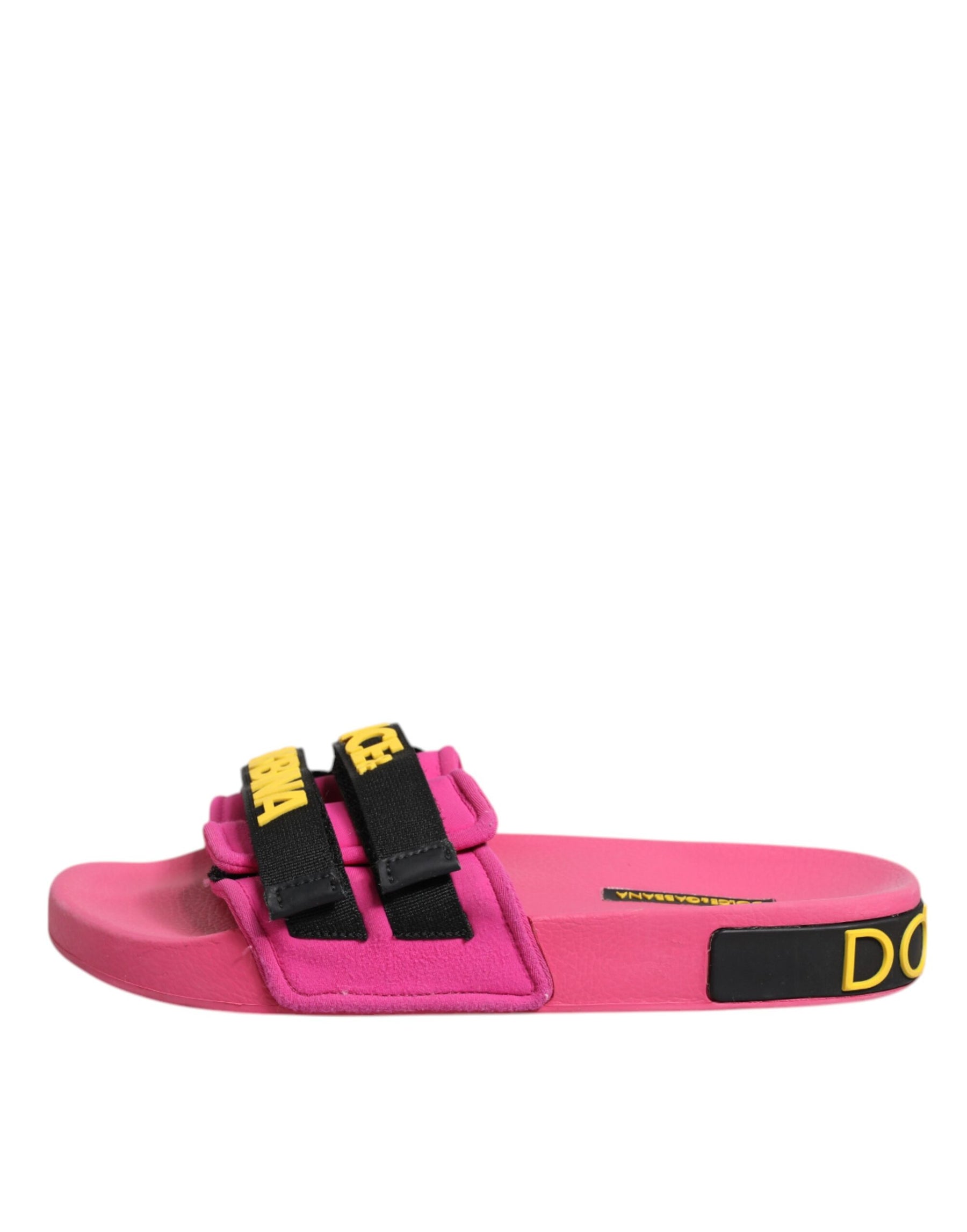Dolce & Gabbana Fuchsia Neoprene Slides Flats Beachwear Shoes | Regal Royce