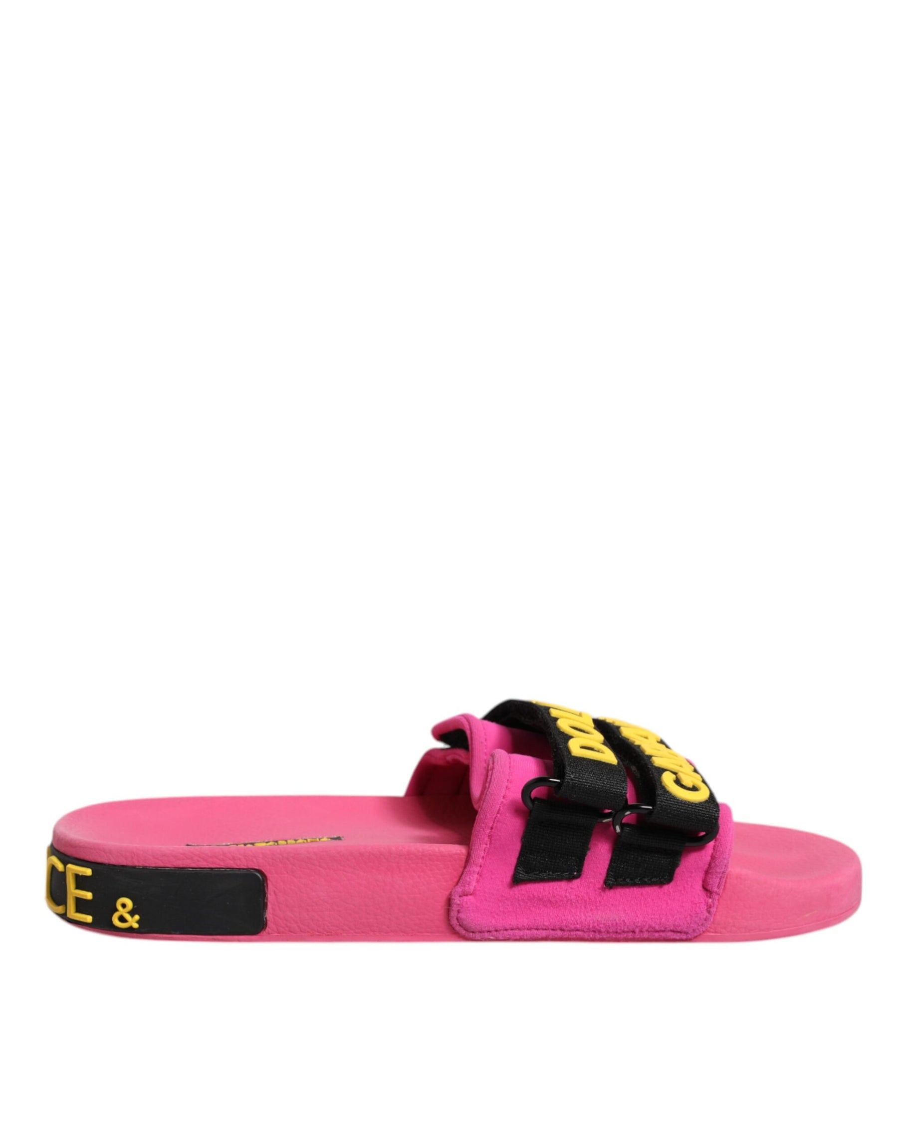 Dolce & Gabbana Fuchsia Neoprene Slides Flats Beachwear Shoes | Regal Royce