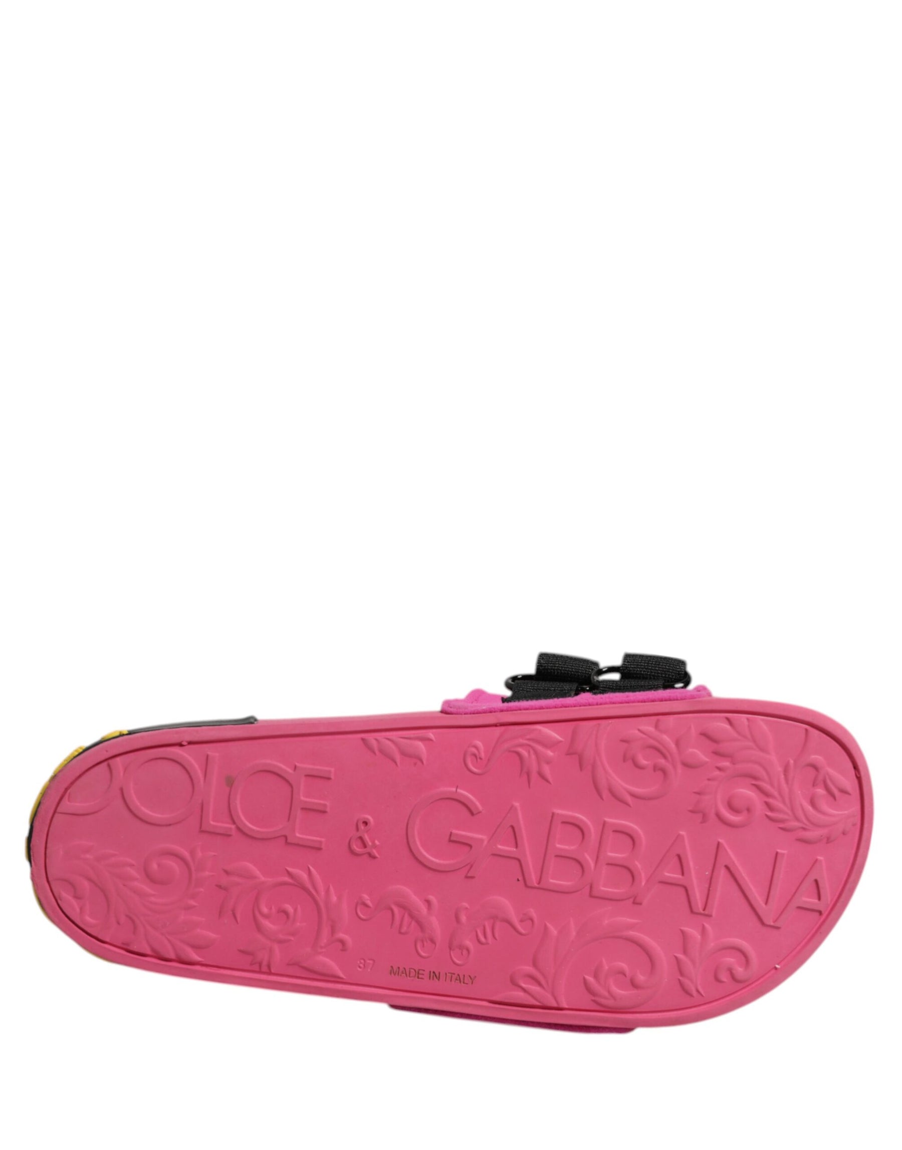 Dolce & Gabbana Fuchsia Neoprene Slides Flats Beachwear Shoes | Regal Royce
