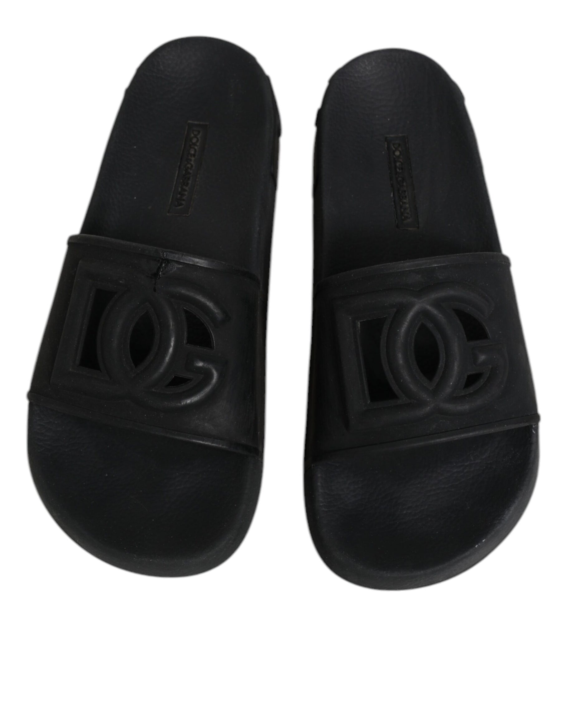 Dolce & Gabbana Black Rubber Slides Sandals Beachwear Shoes | Regal Royce