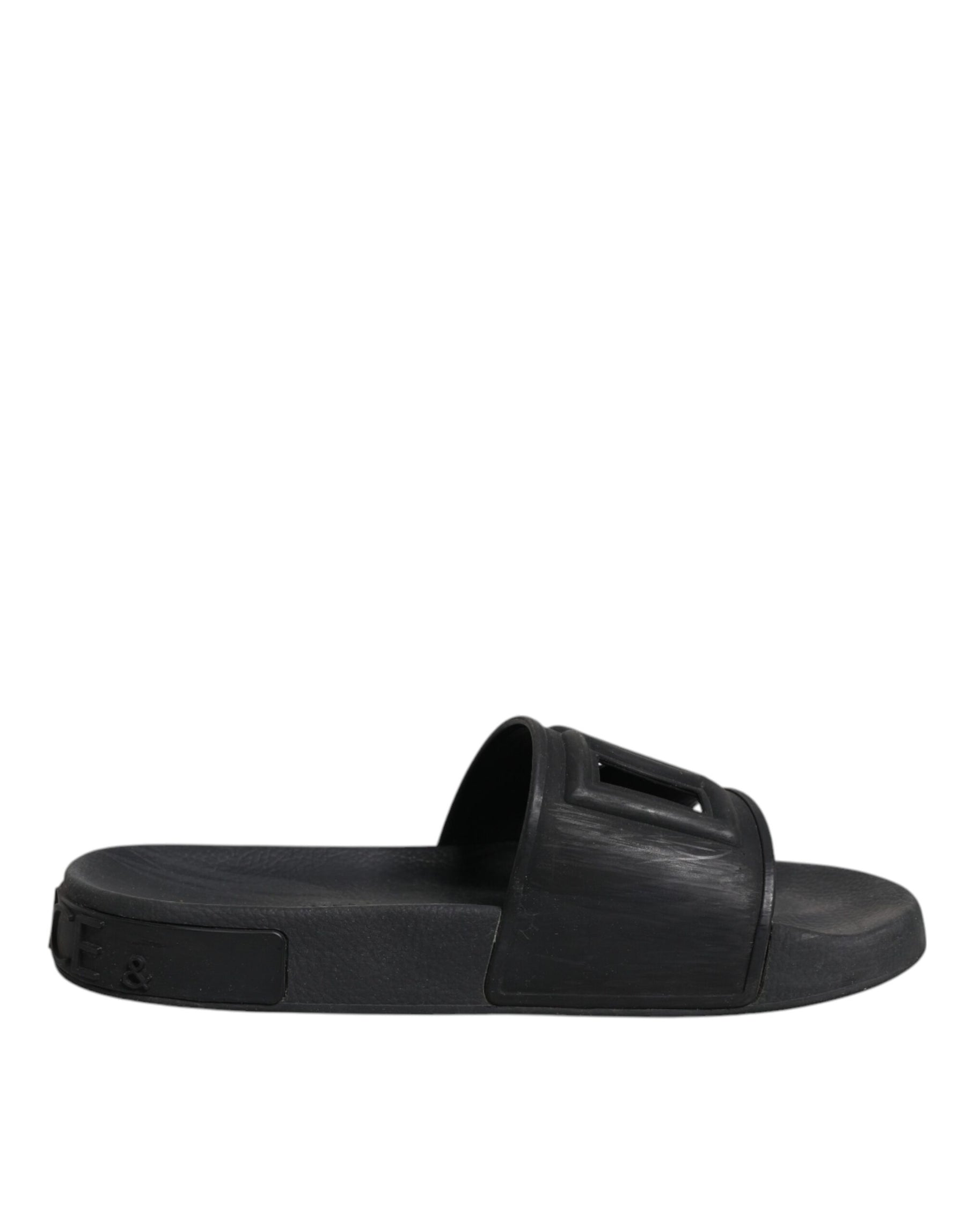 Dolce & Gabbana Black Rubber Slides Sandals Beachwear Shoes | Regal Royce