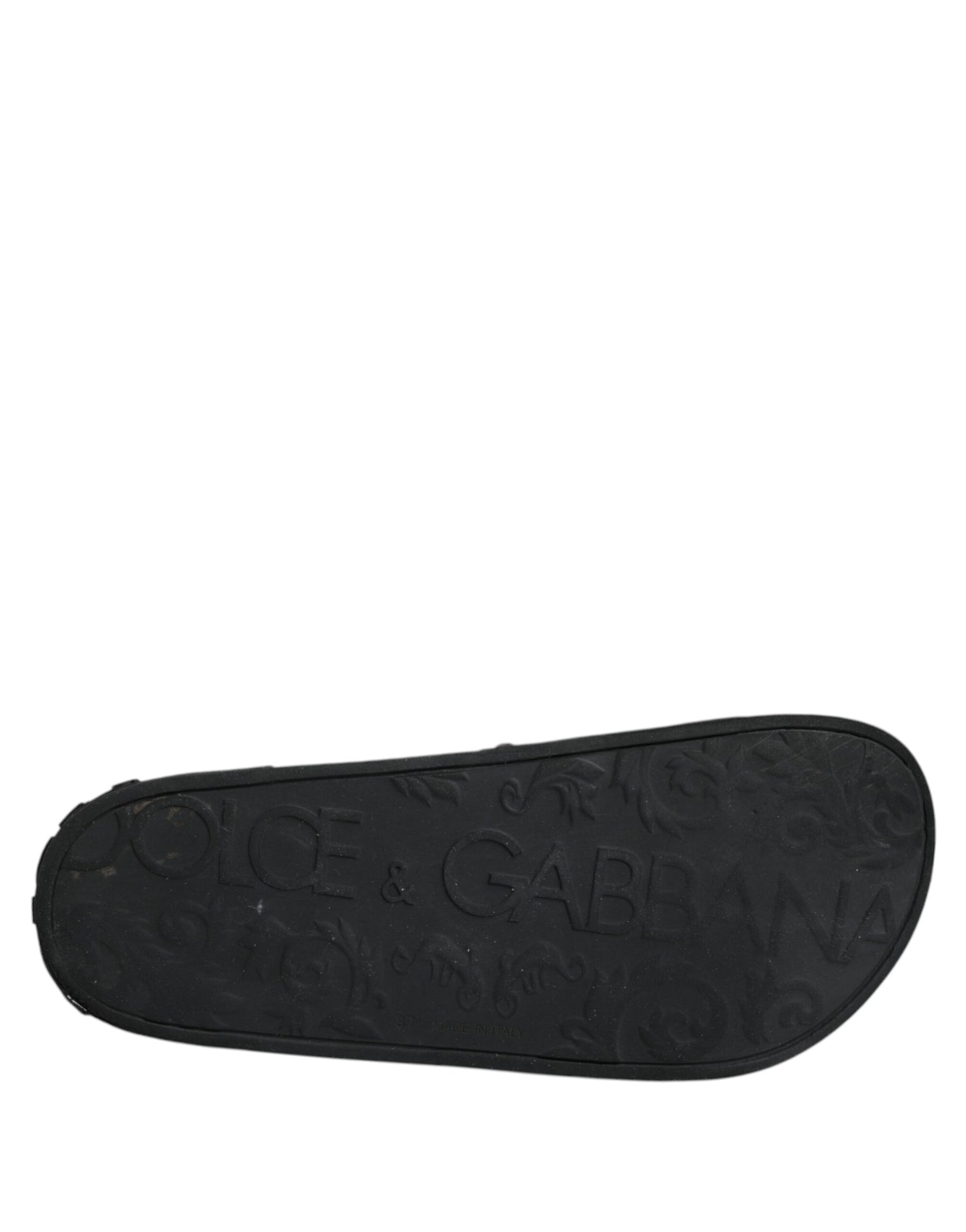 Dolce & Gabbana Black Rubber Slides Sandals Beachwear Shoes | Regal Royce