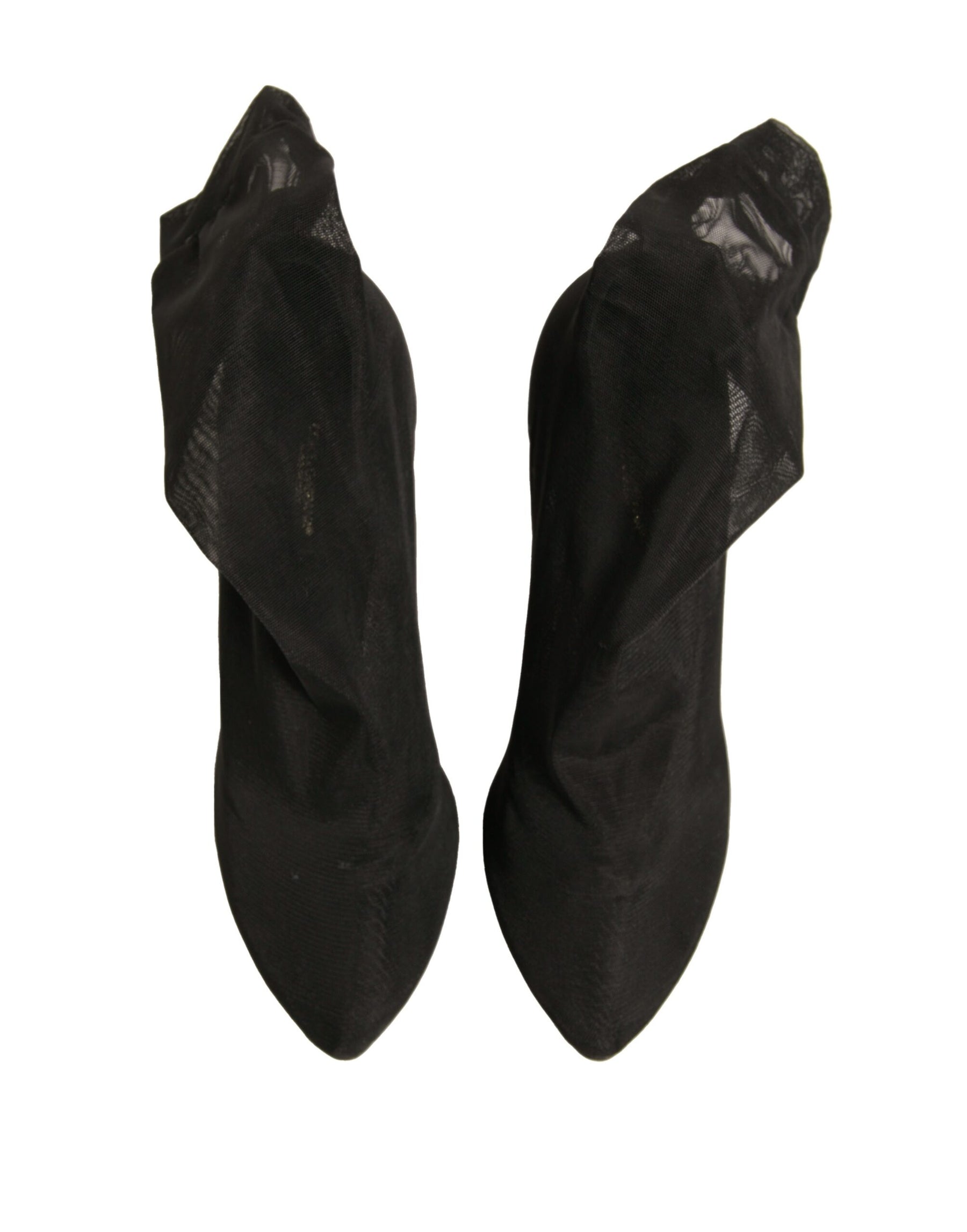 Dolce & Gabbana Black Silk Mesh Sock Style Heels Boots Shoes | Regal Royce