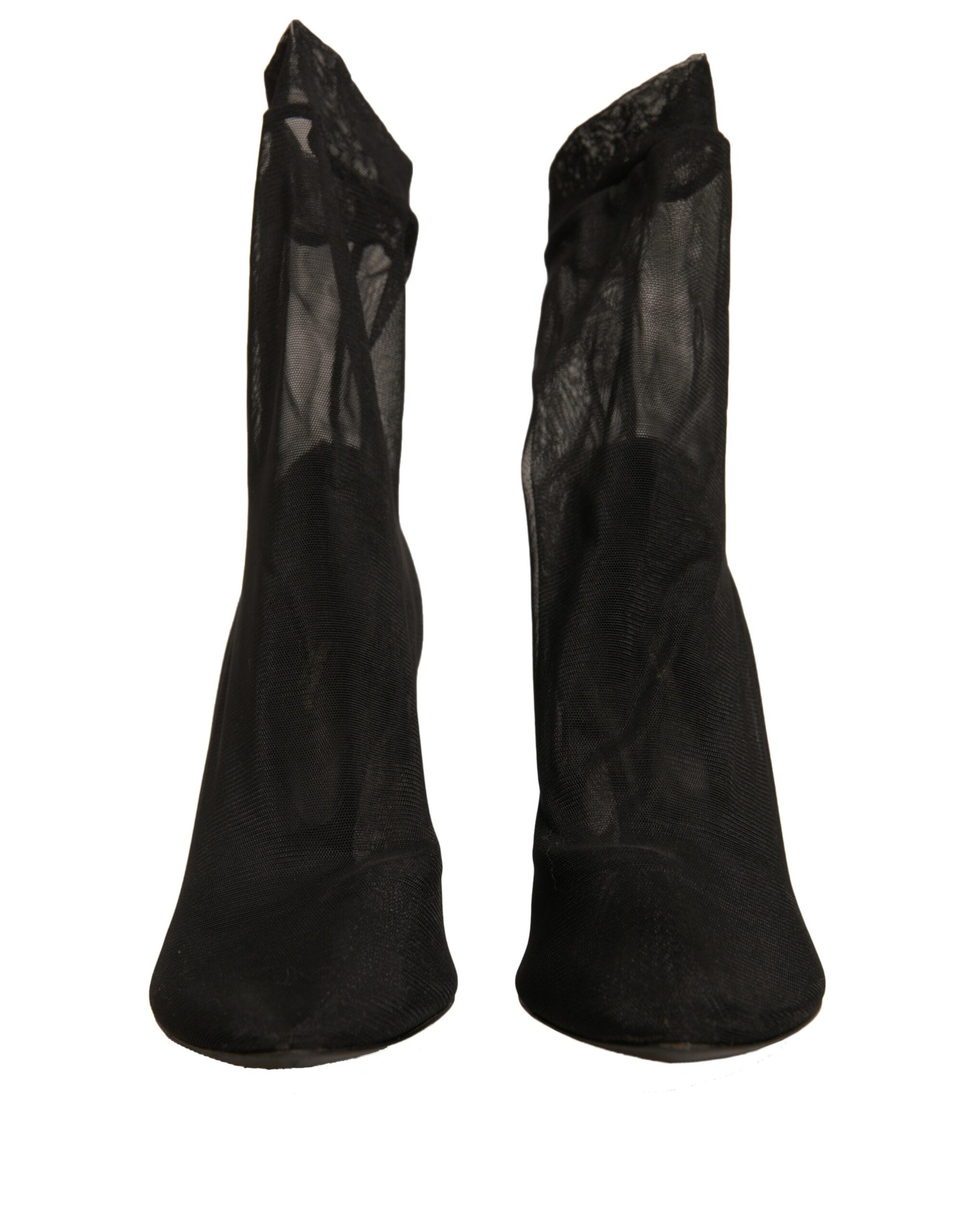 Dolce & Gabbana Black Silk Mesh Sock Style Heels Boots Shoes | Regal Royce